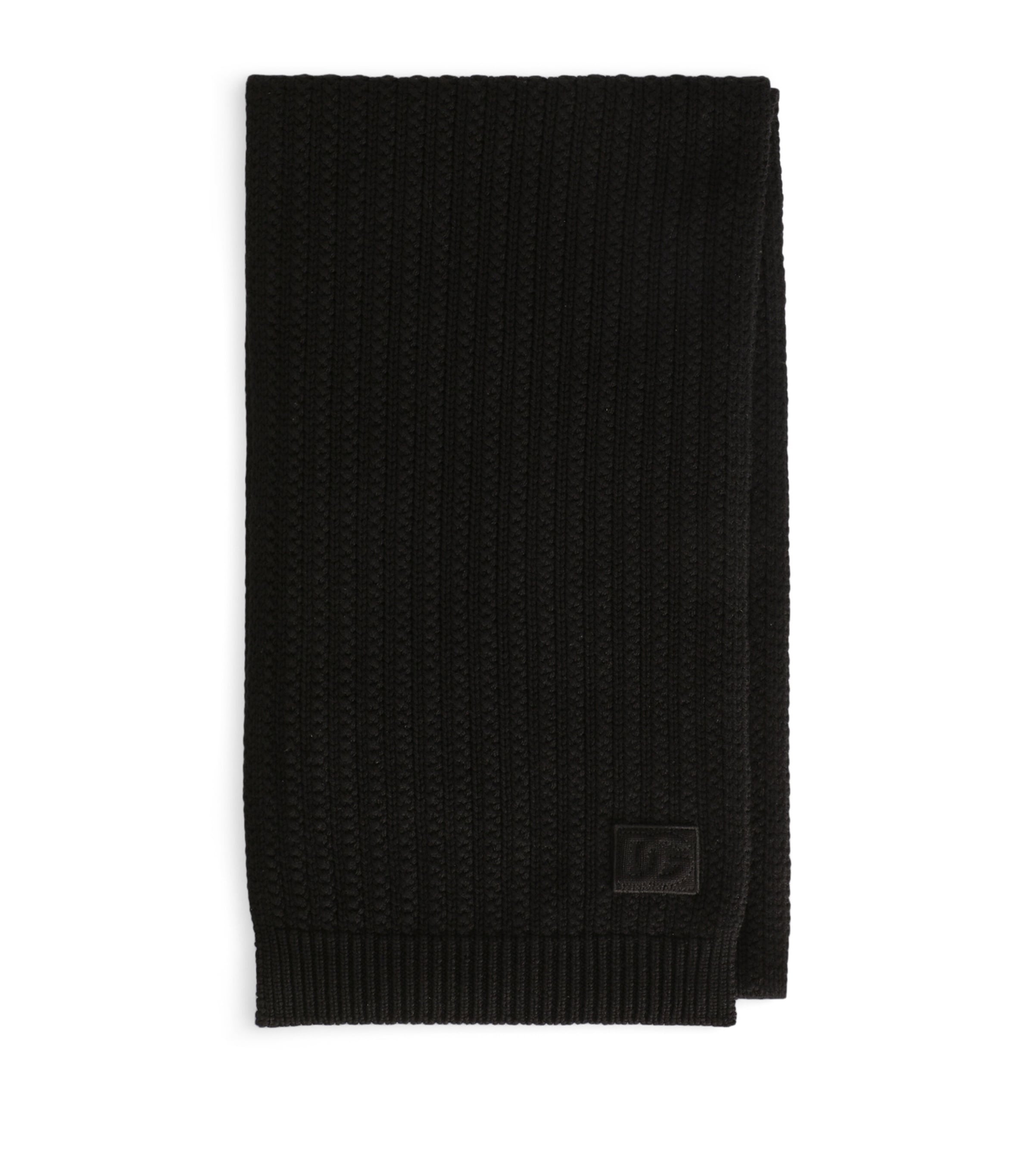 Dolce&Gabbana Virgin Wool Cable-Knit Scarf Black Image 1