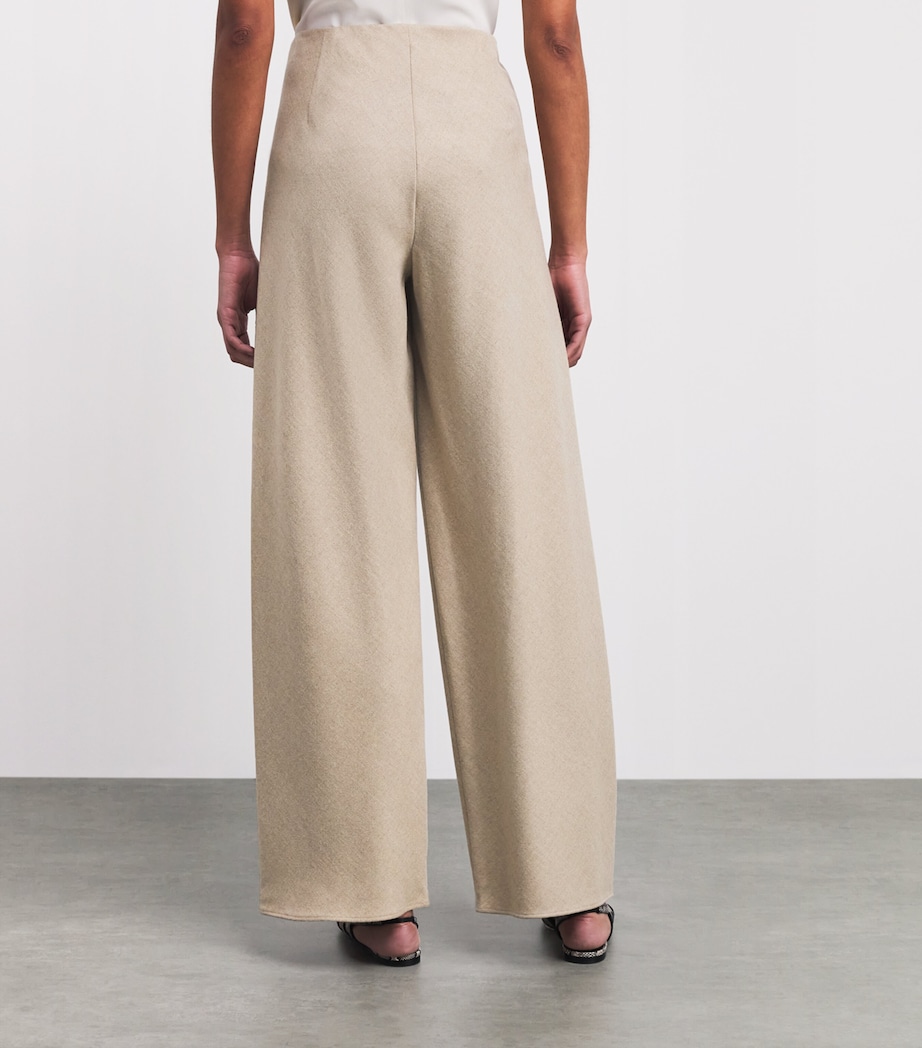 Vince Womens Wool-Blend Wide-Leg Trousers Oatmeal Image 5
