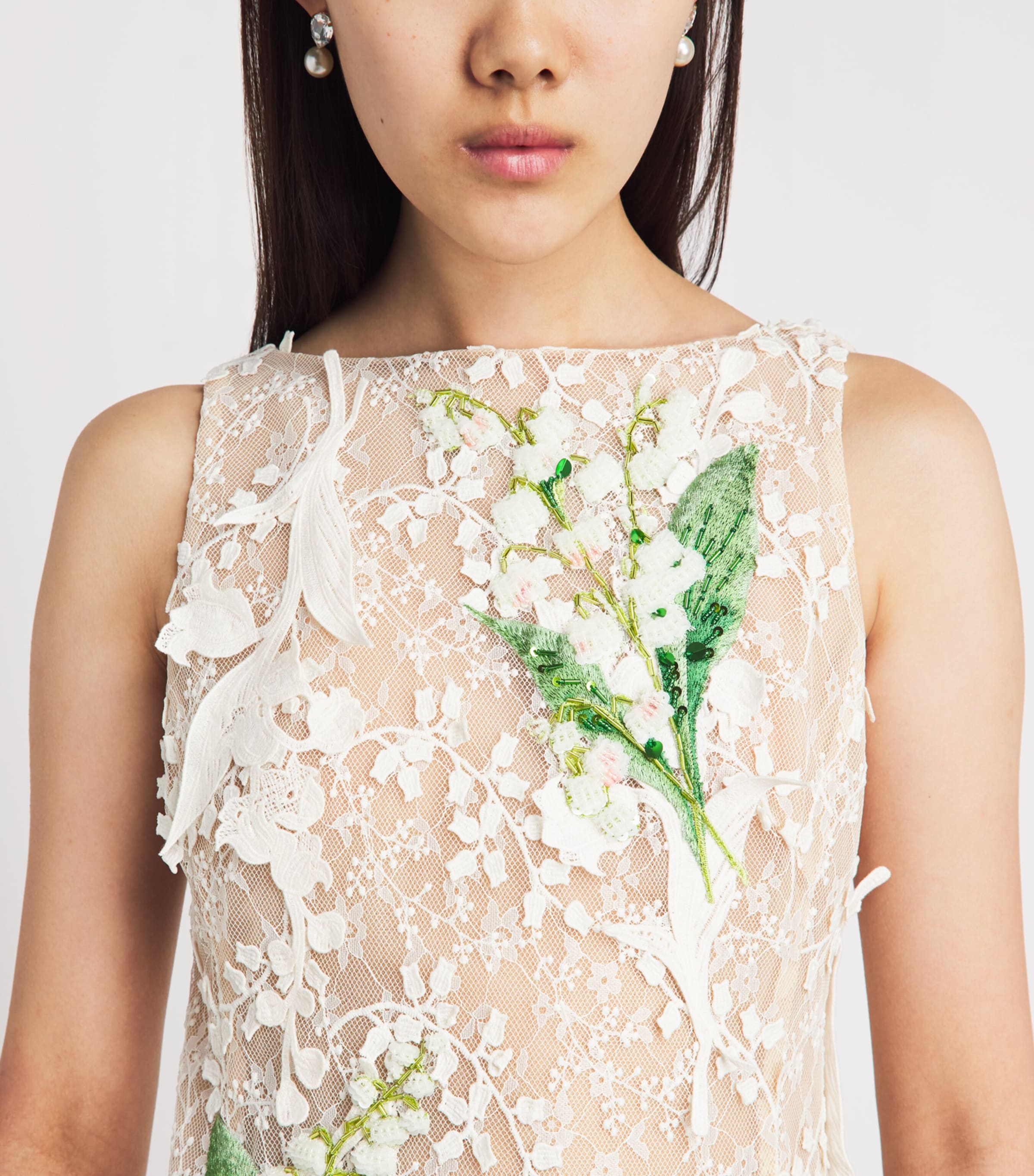 LEO LIN Womens Lace Embellished Cleo Midi Dress Snow Image 5