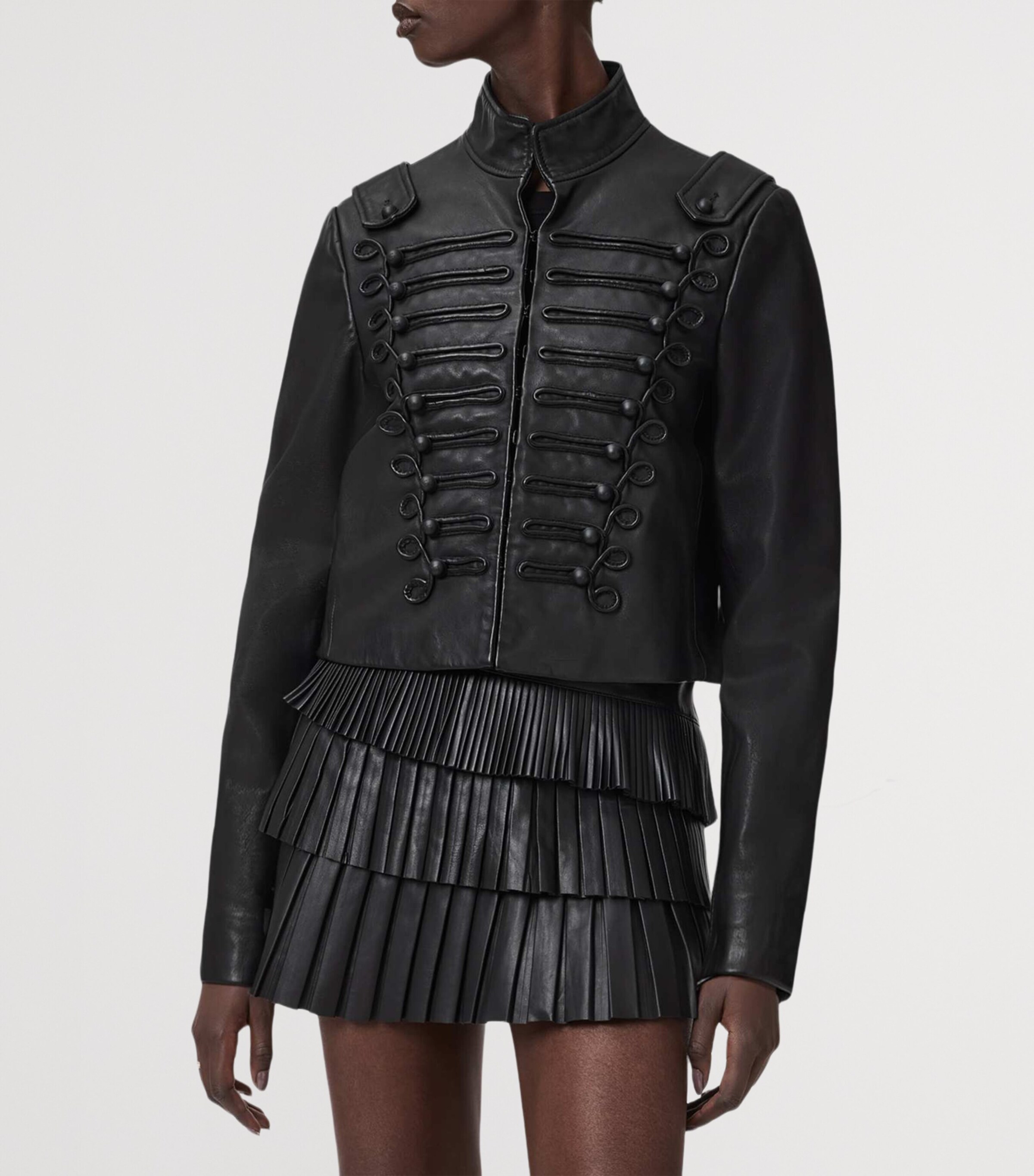 AllSaints Womens Rummy Leather Jacket Black Image 3