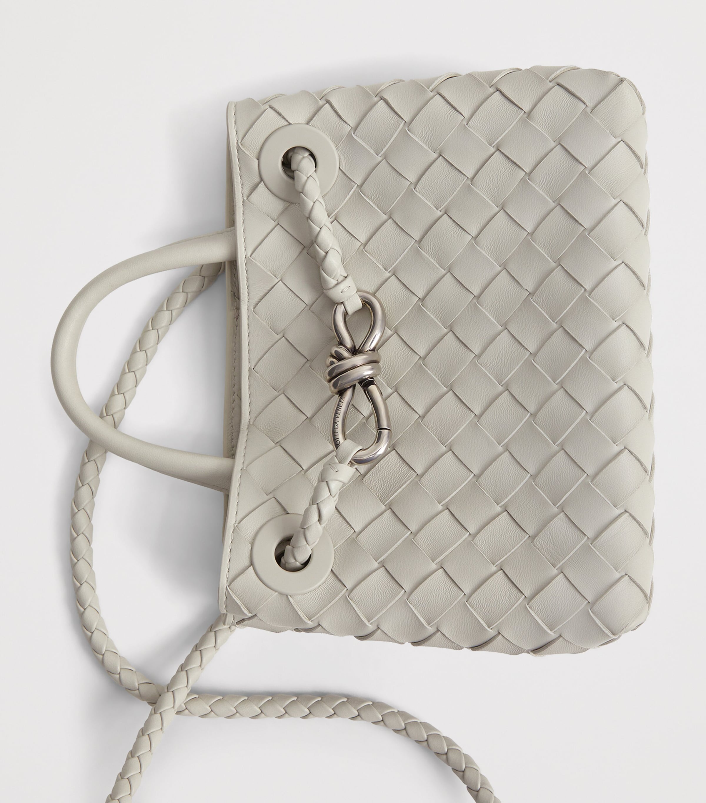 Bottega Veneta White Small Leather Andiamo Top-Handle Bag | Harrods US