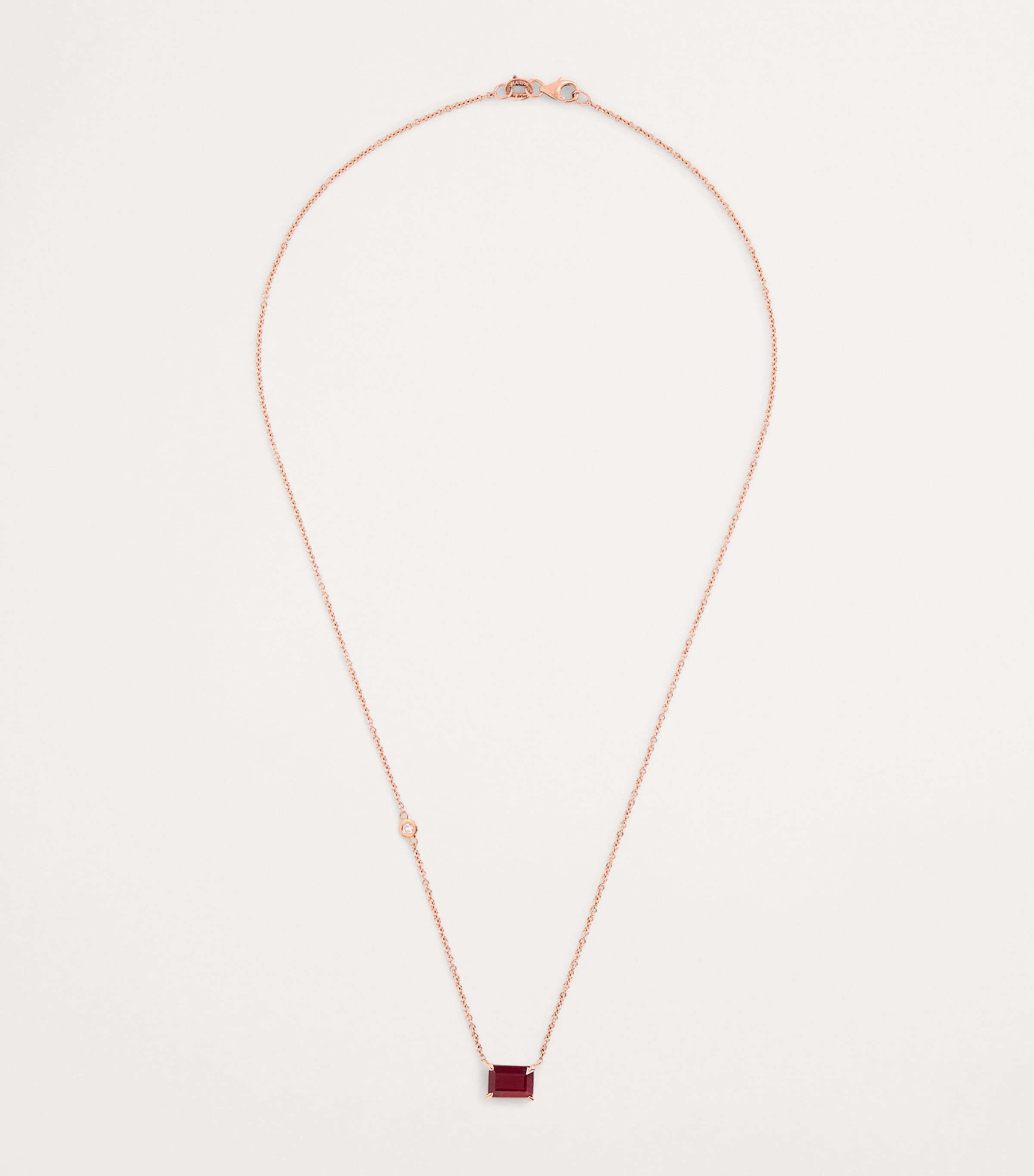 Yellow Gold and Ruby Solitaire Necklace ROSE GOLD Image 3