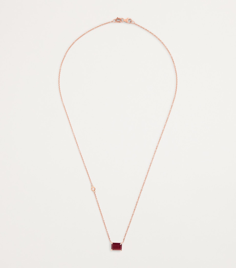 Yellow Gold and Ruby Solitaire Necklace ROSE GOLD Image 3