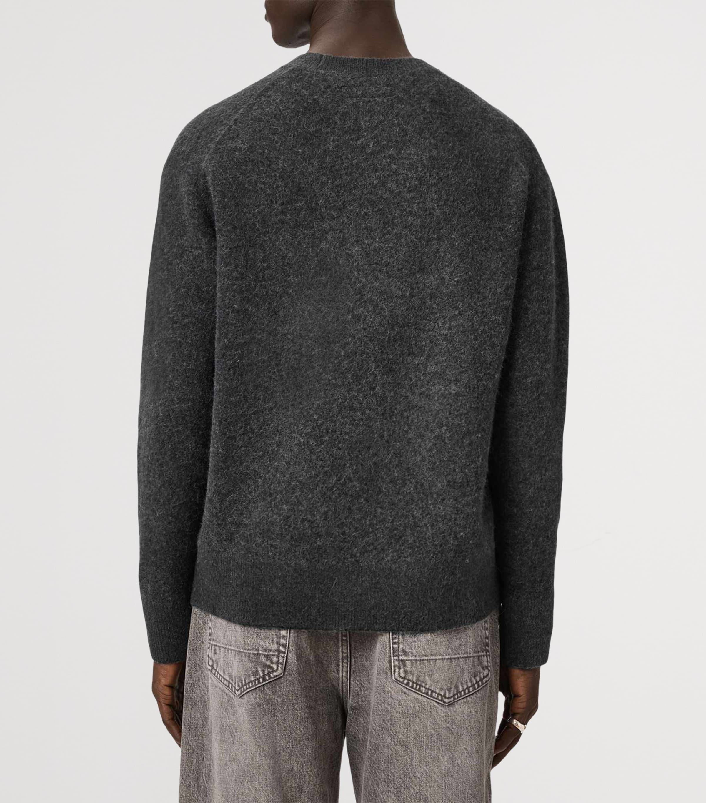 AllSaints Mens Alpaca Wool-Blend Spinnin Sweater Washed Black Image 4