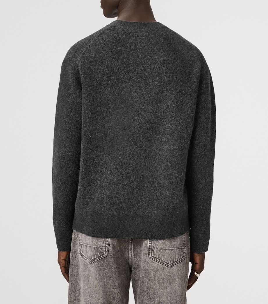 AllSaints Mens Alpaca Wool-Blend Spinnin Sweater Washed Black Image 4