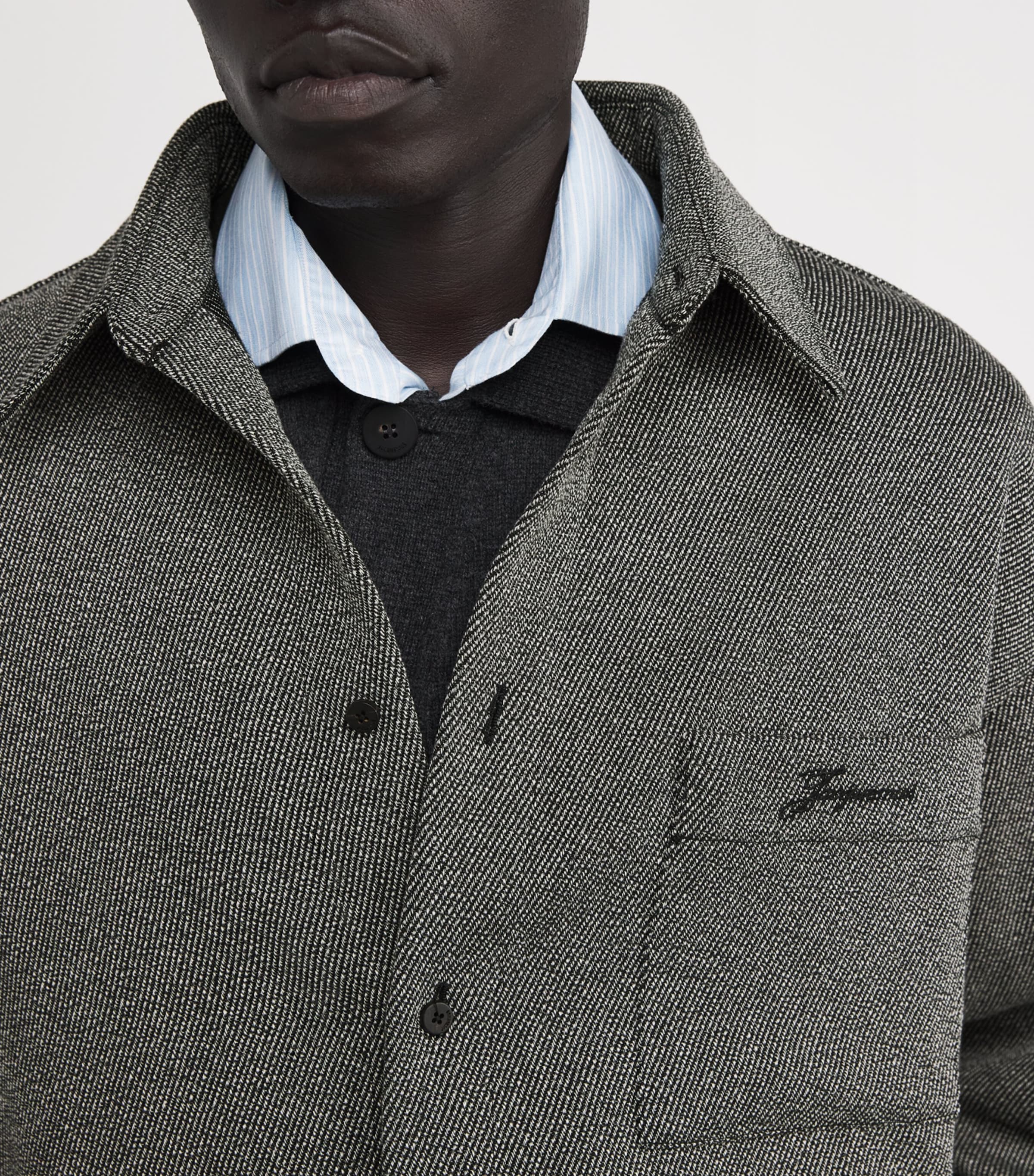 Jacquemus Mens Wool-Cotton Twill Shirt Jacket Grey Image 6
