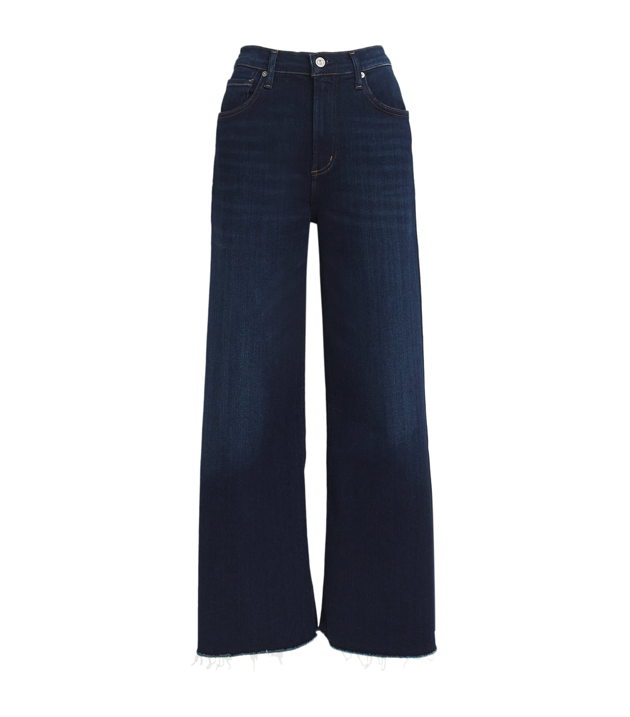 Shop Citizens Of Humanity Lyra Cropped Wide-leg Jeans In Navy
