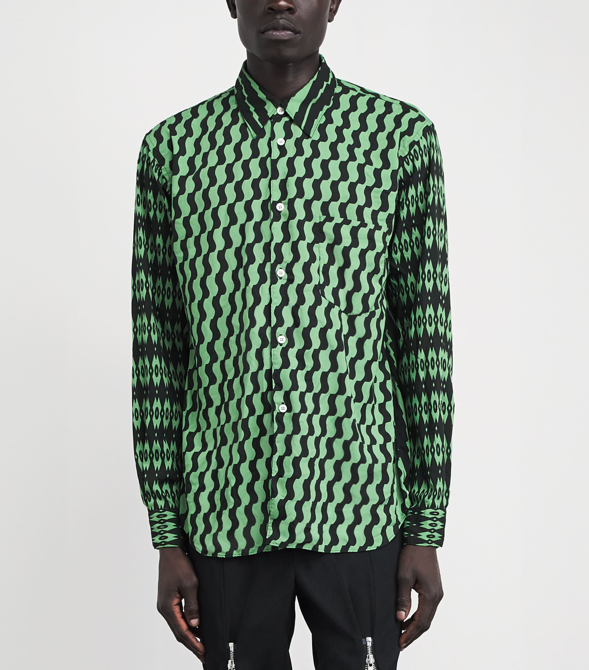 Comme Des Garçons Homme Plus Mens Printed Relaxed Shirt Green/black Image 4