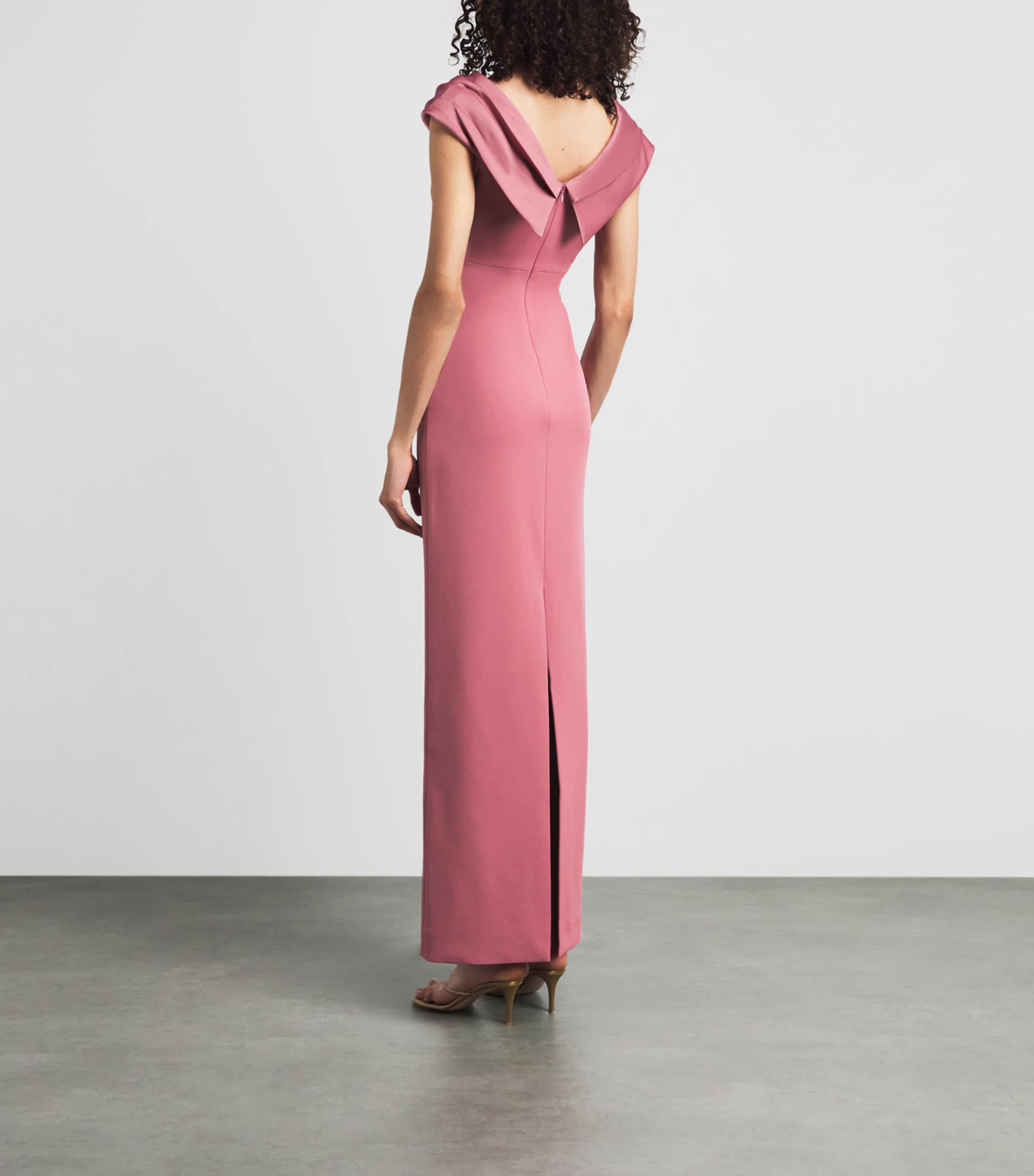 Solace London Womens Crepe Adele Maxi Dress Dark Rose Image 4