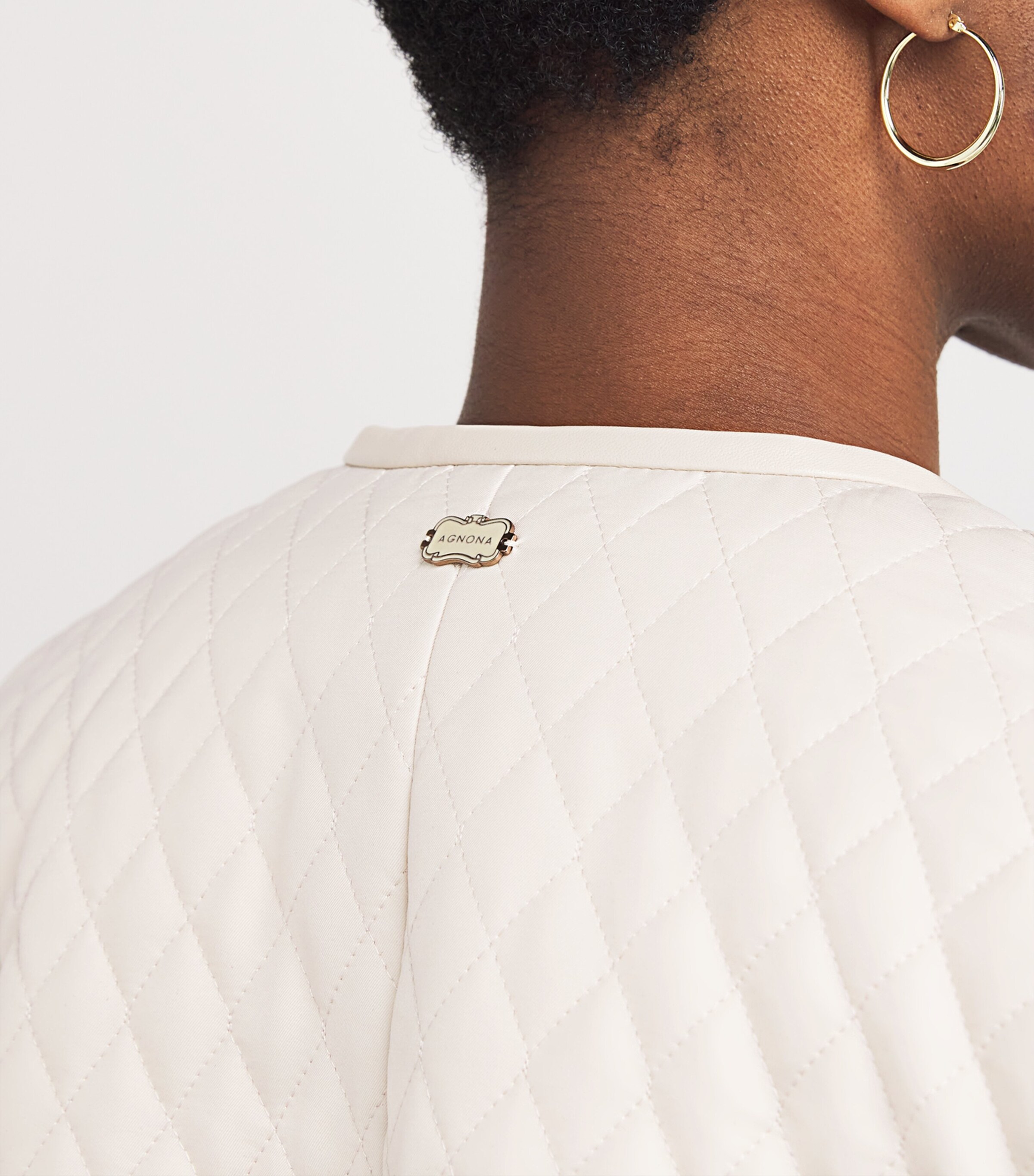 Agnona Womens Silk-Blend Quilted Jacket Oyster Image 6