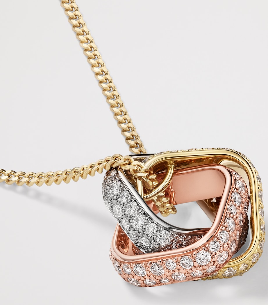 Mixed Gold and Diamond Trinity Cushion Pendant Necklace YLLW/ROSE/WHITE GOLD Image 2