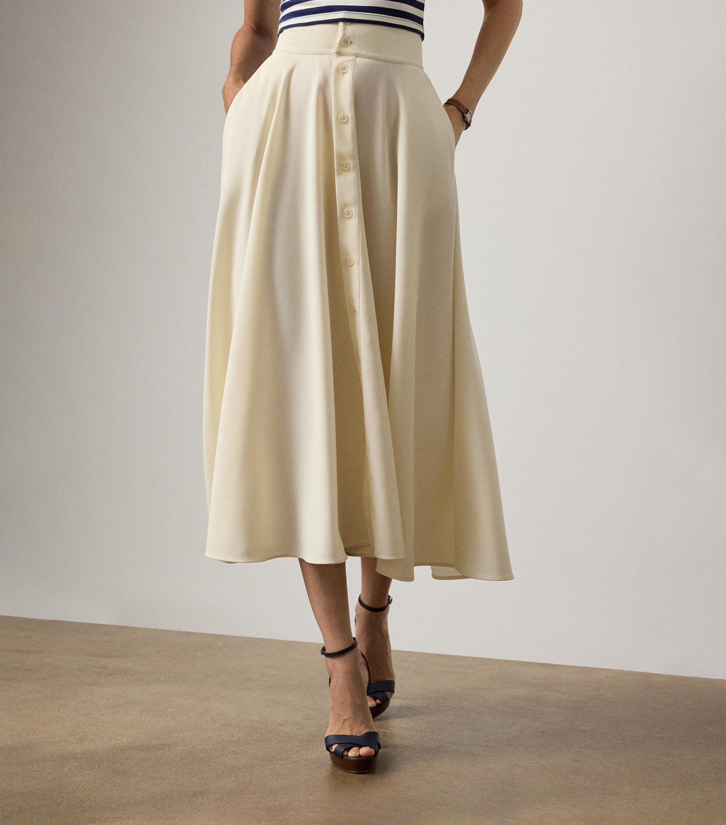 Wool Delilah Midi Skirt NATURAL-101 Image 4
