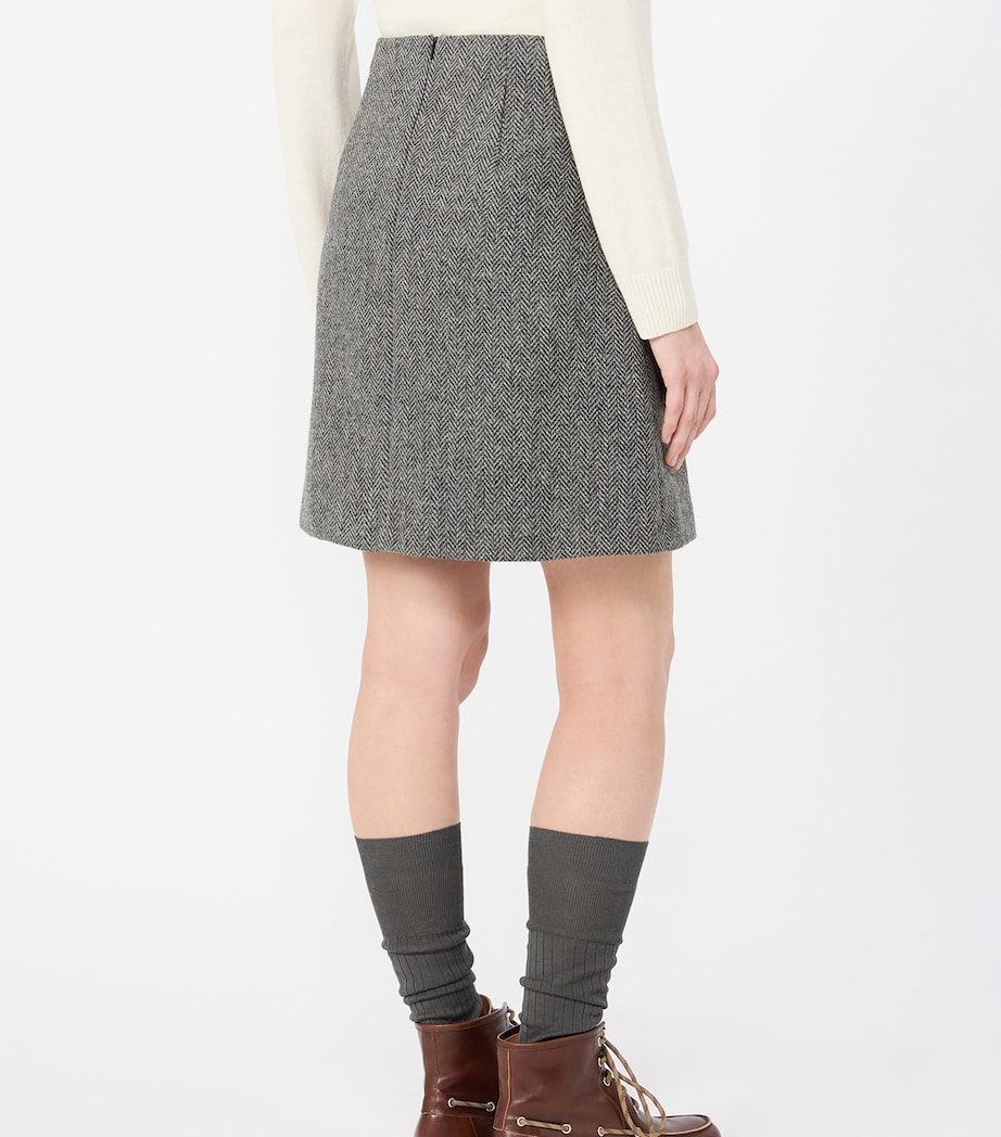 Weekend Max Mara Womens Virgin Wool Herringbone Mini Skirt Dark Grey Image 4