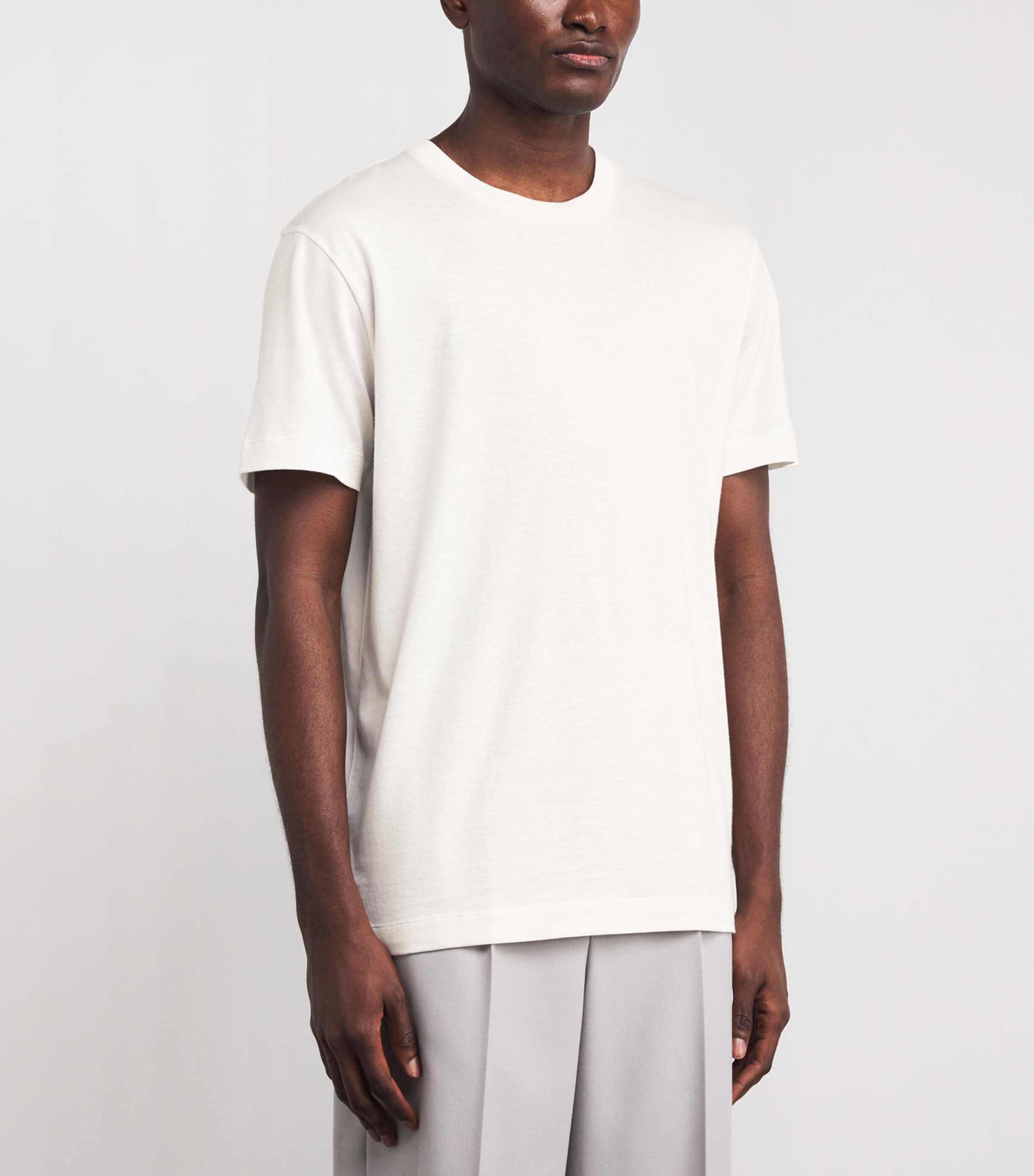Sunspel Mens Cotton-Silk-Cashmere T-Shirt Whaa White Image 4
