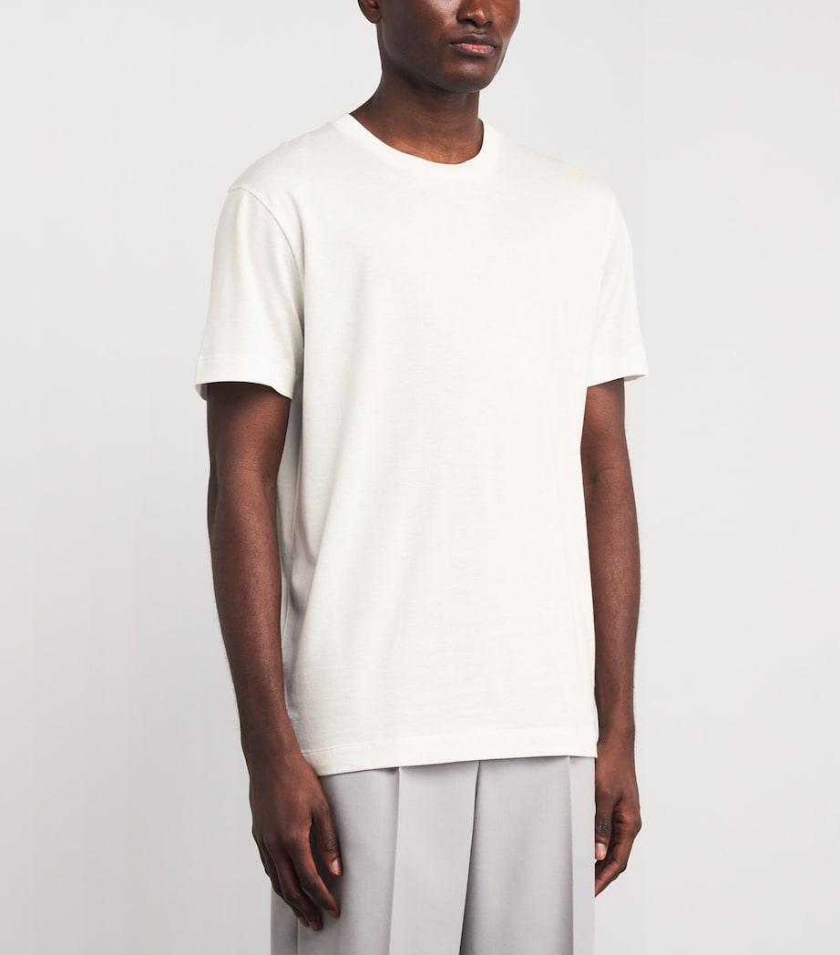 Sunspel Mens Cotton-Silk-Cashmere T-Shirt Whaa White Image 4