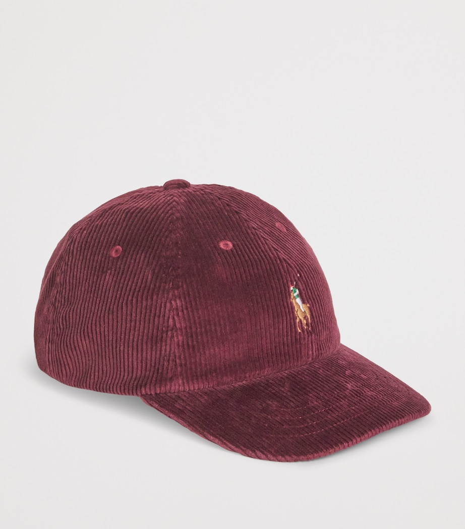 Corduroy Polo Pony Baseball Cap RED Image 2
