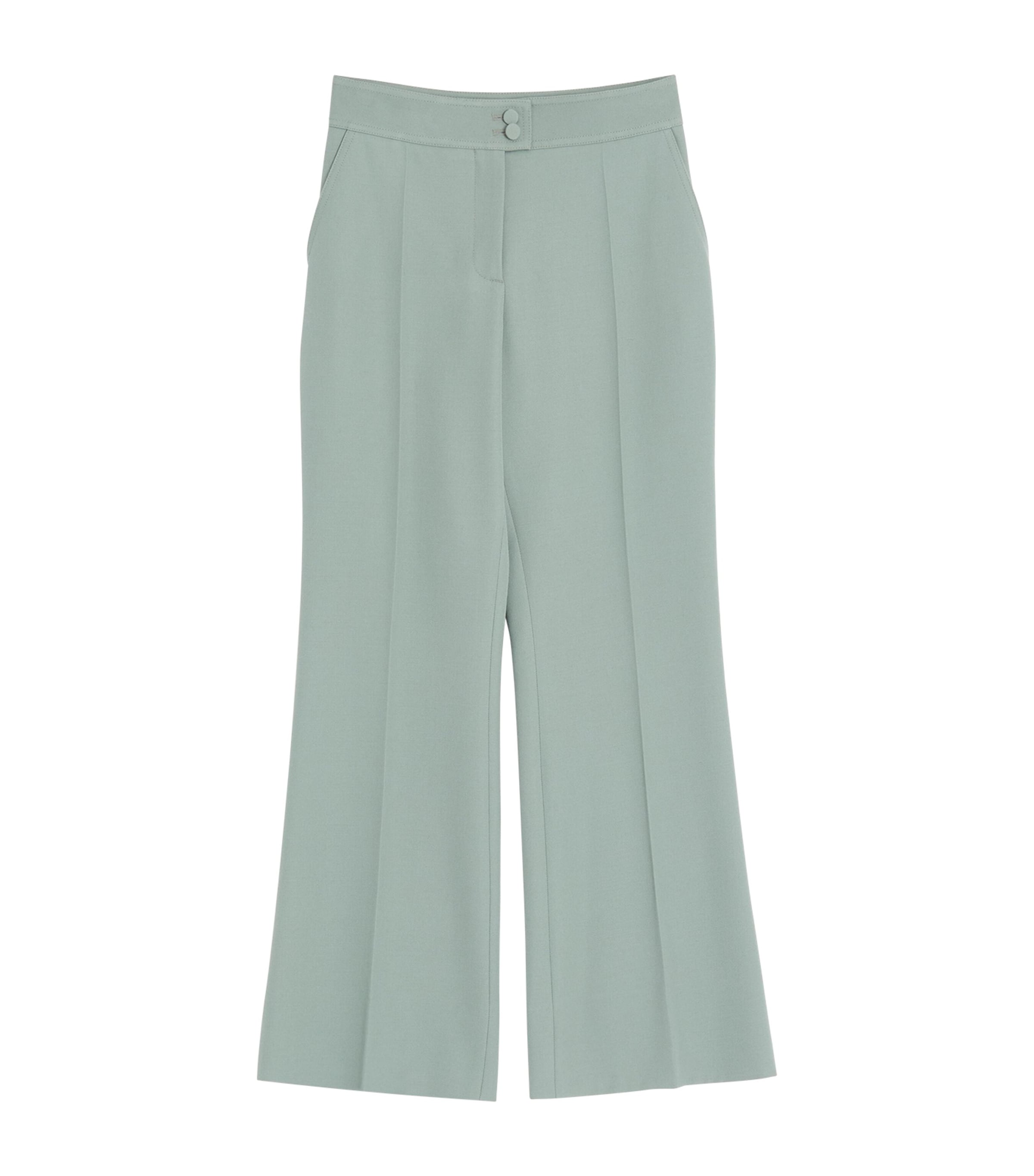 Valentino Wool Twill Flared Trousers In Green