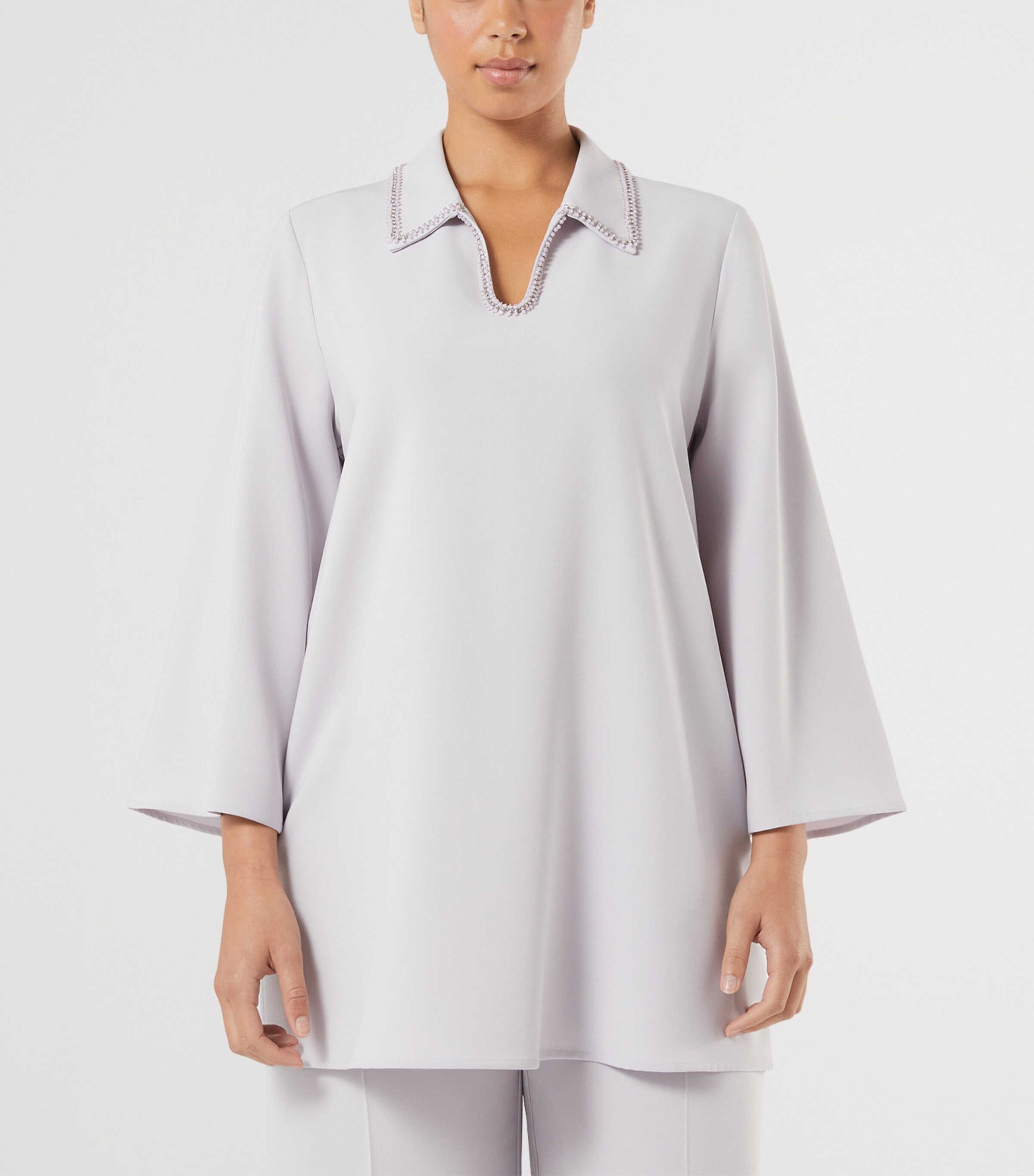 Marina Rinaldi Womens Rhinestone-Trim Blouse Lavender Image 2