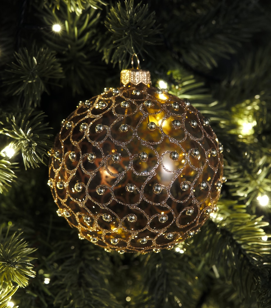 Harrods Beaded Swirl Bauble Smi Trsprn Gld Lcqr Image 3