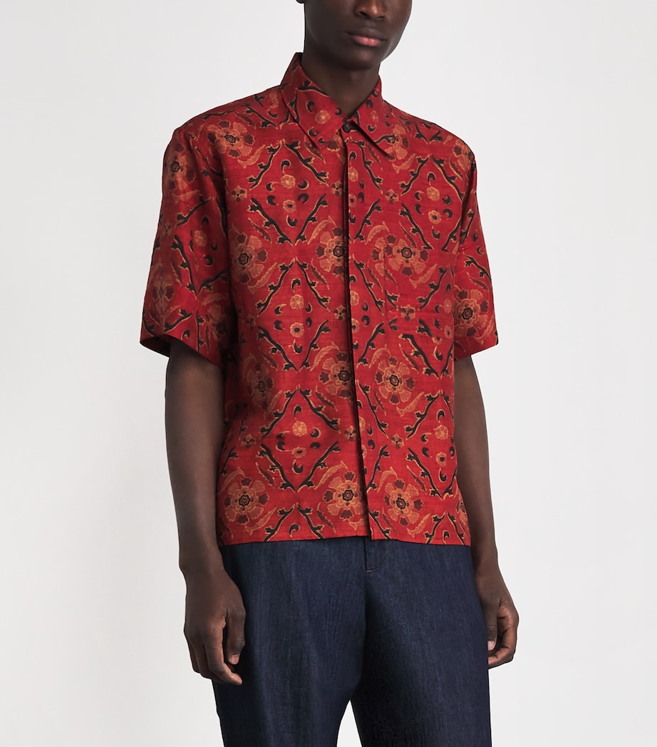 Kartik Research Mens Cotton Printed Short-Sleeve Shirt Red/ Black/ Burgundy Image 4