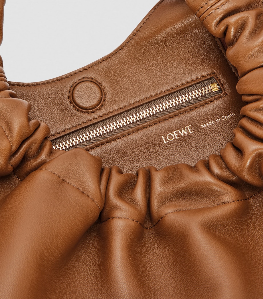 Small Leather Squeeze Top-Handle Bag OAK Image 13
