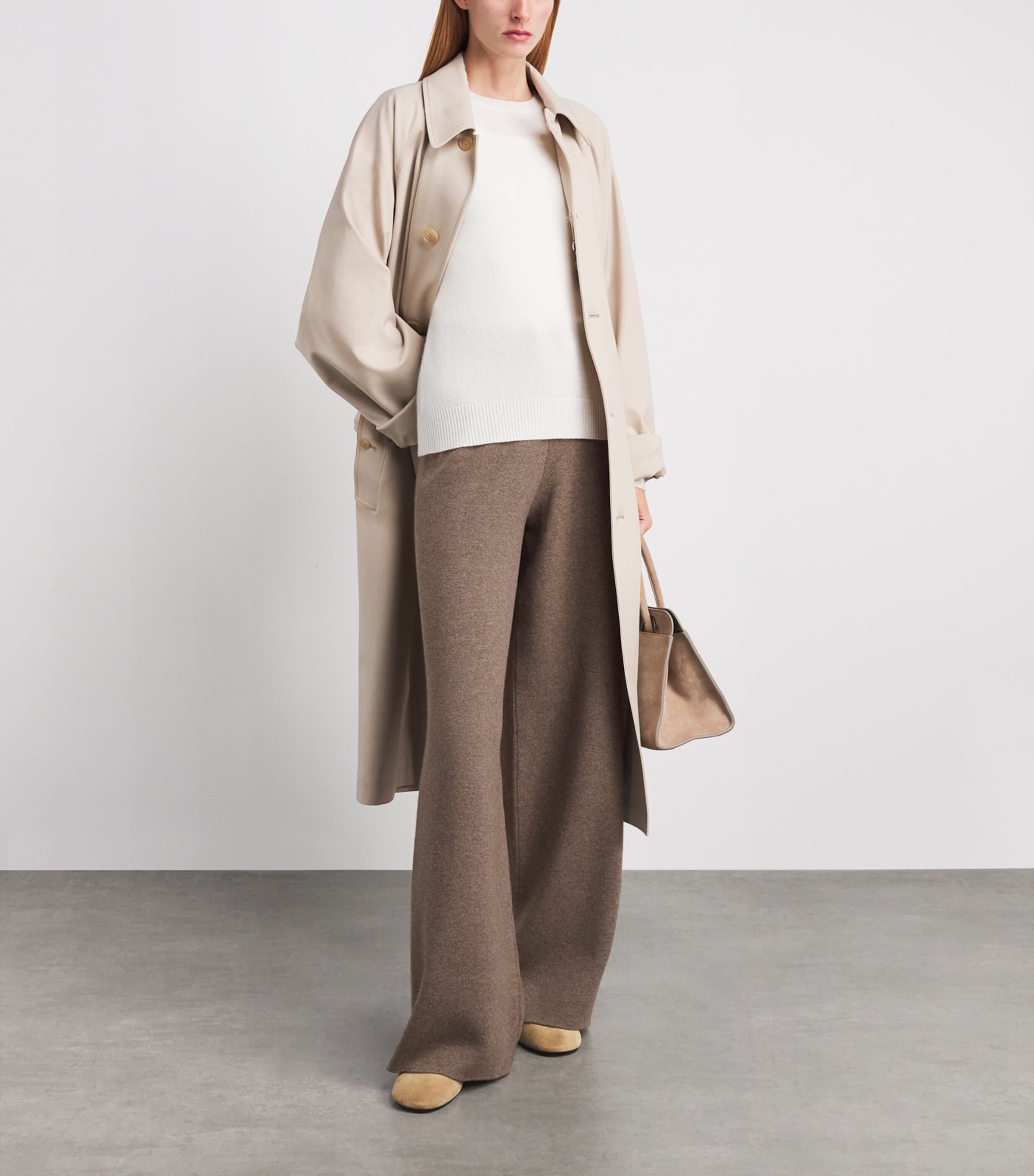 Agnona Womens Cashmere-Wool-Silk Wide-Leg Trousers Brown Mocha Image 2