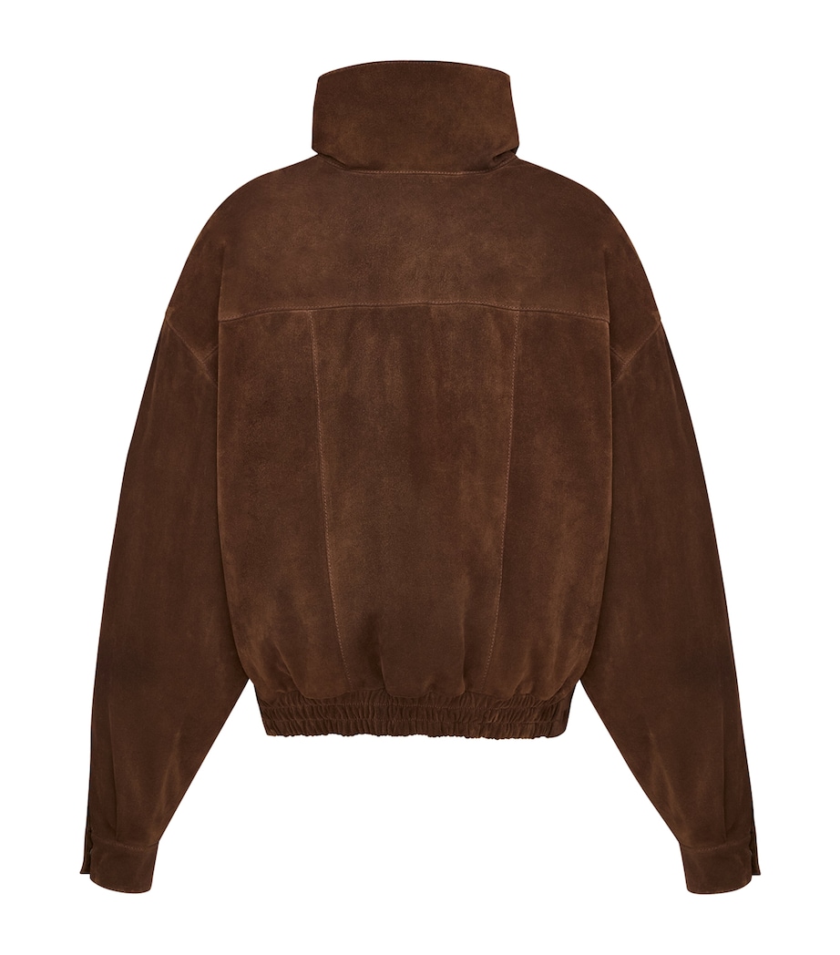 Saint Laurent Womens Suede Funnel-Neck Bomber Jacket Image 6