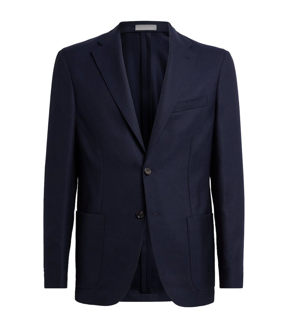 Corneliani Mens Virgin Wool-Silk Unlined Whisper Blazer China Blue Image 1
