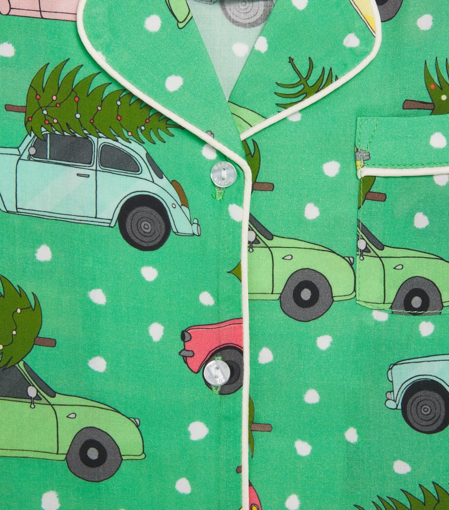 KAREN MABON KIDS Vintage Cars Print Pyjama Set (2-13 Years) Green Image 4