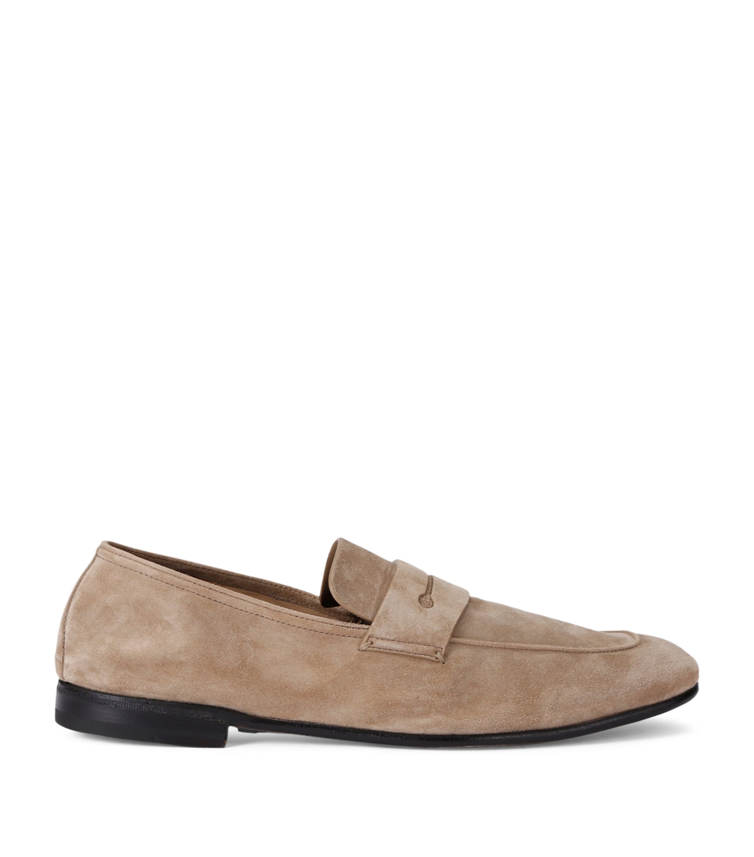 Zegna Neutral L'asola Suede Loafers In Beige