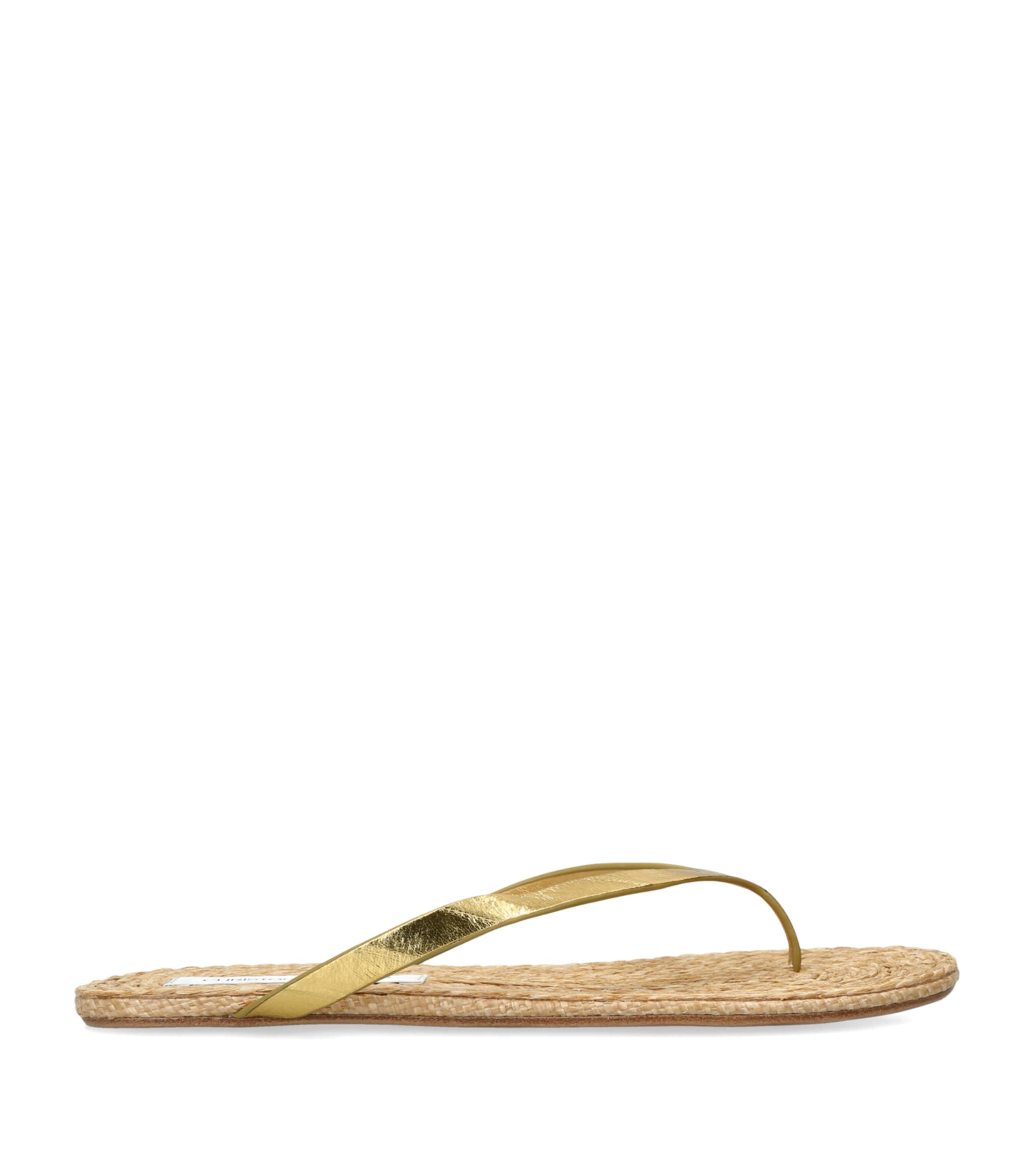Christopher Esber Raffia Palma Flip Flops Gold Comb Image 1