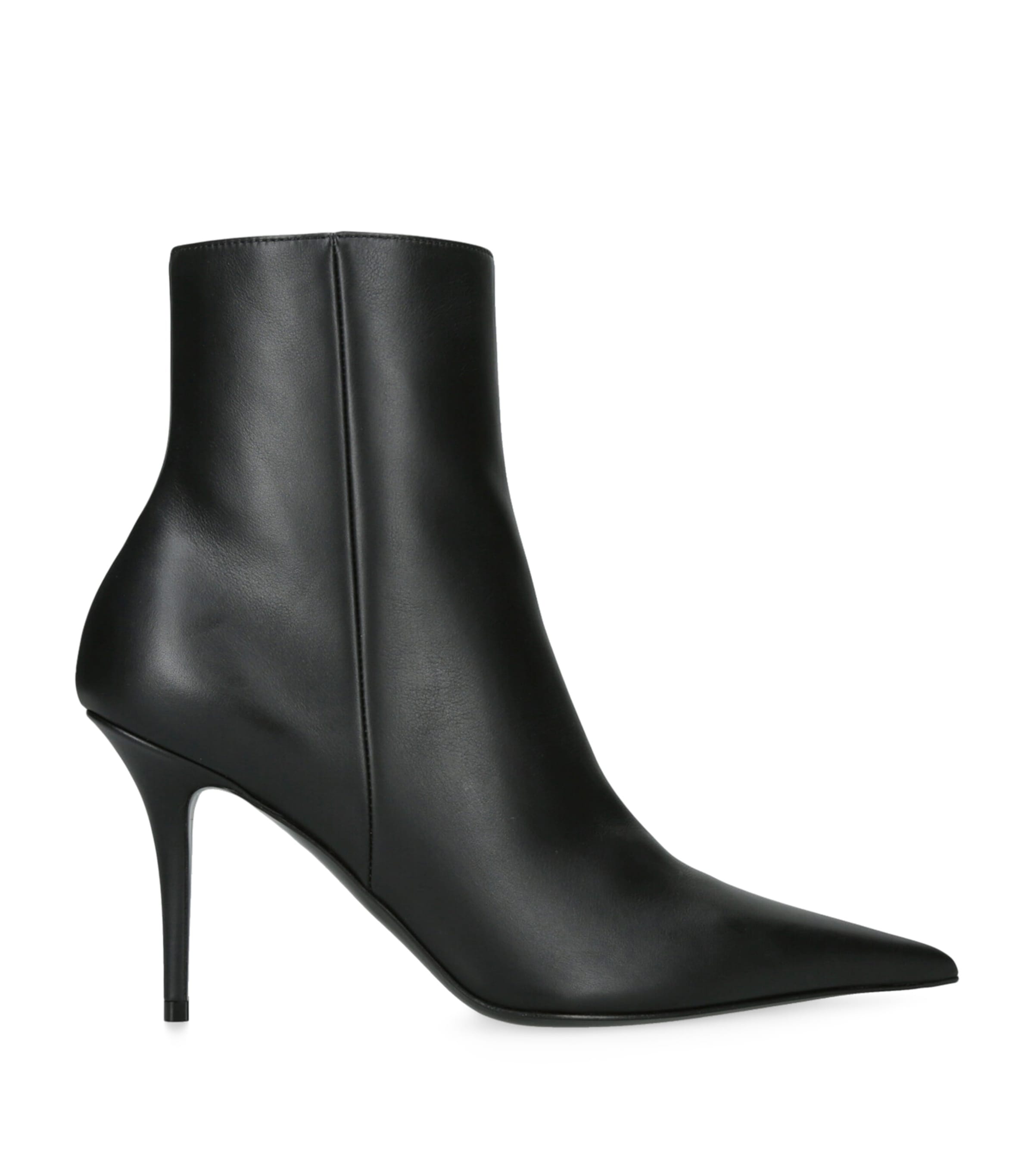 Amina Muaddi Leather Barbara Heeled Ankle Boots 90 In Black
