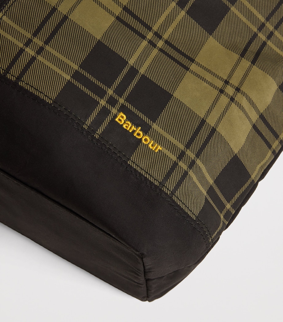 Cotton Patchwork Tartan Tote Bag BLACK/OLIVE CHECK Image 6