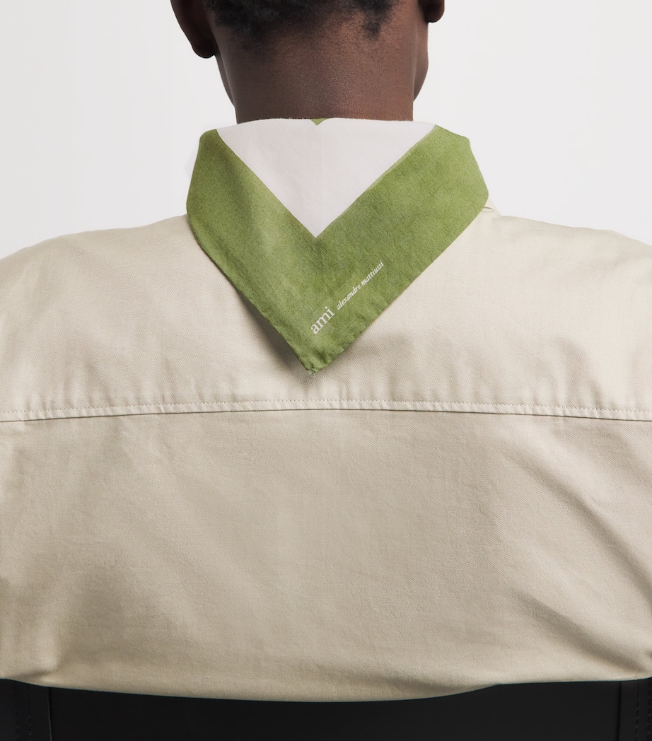 AMI Paris Cotton Ami de Coeur Scarf Matcha Image 4