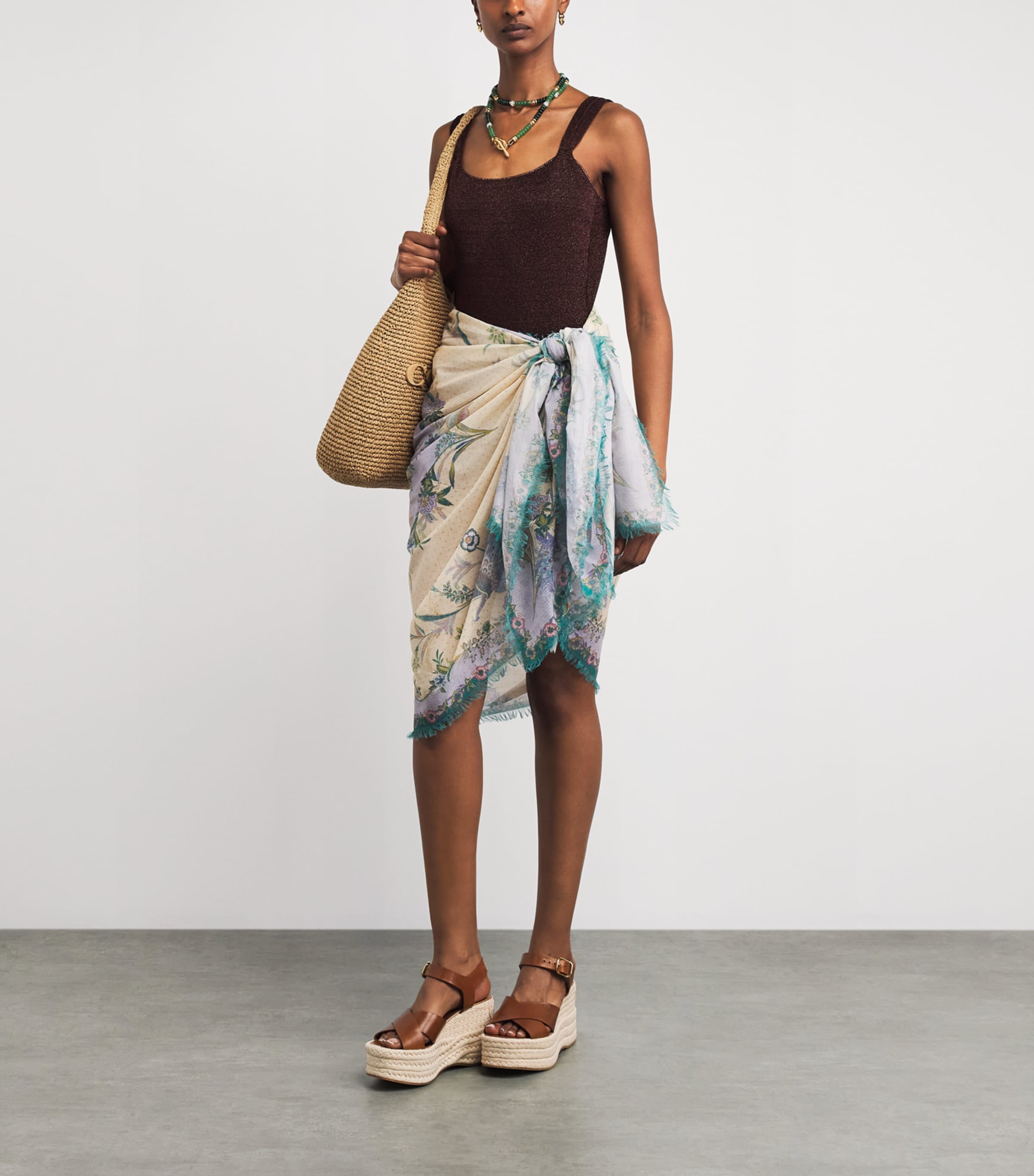 Zimmermann Womens Cotton Floral Pareo Cream Scarf Floral Image 2