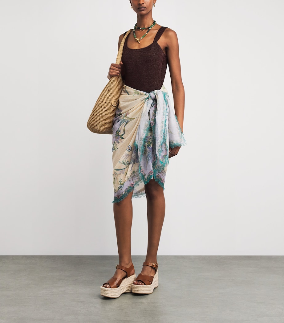 Zimmermann Womens Cotton Floral Pareo Cream Scarf Floral Image 2