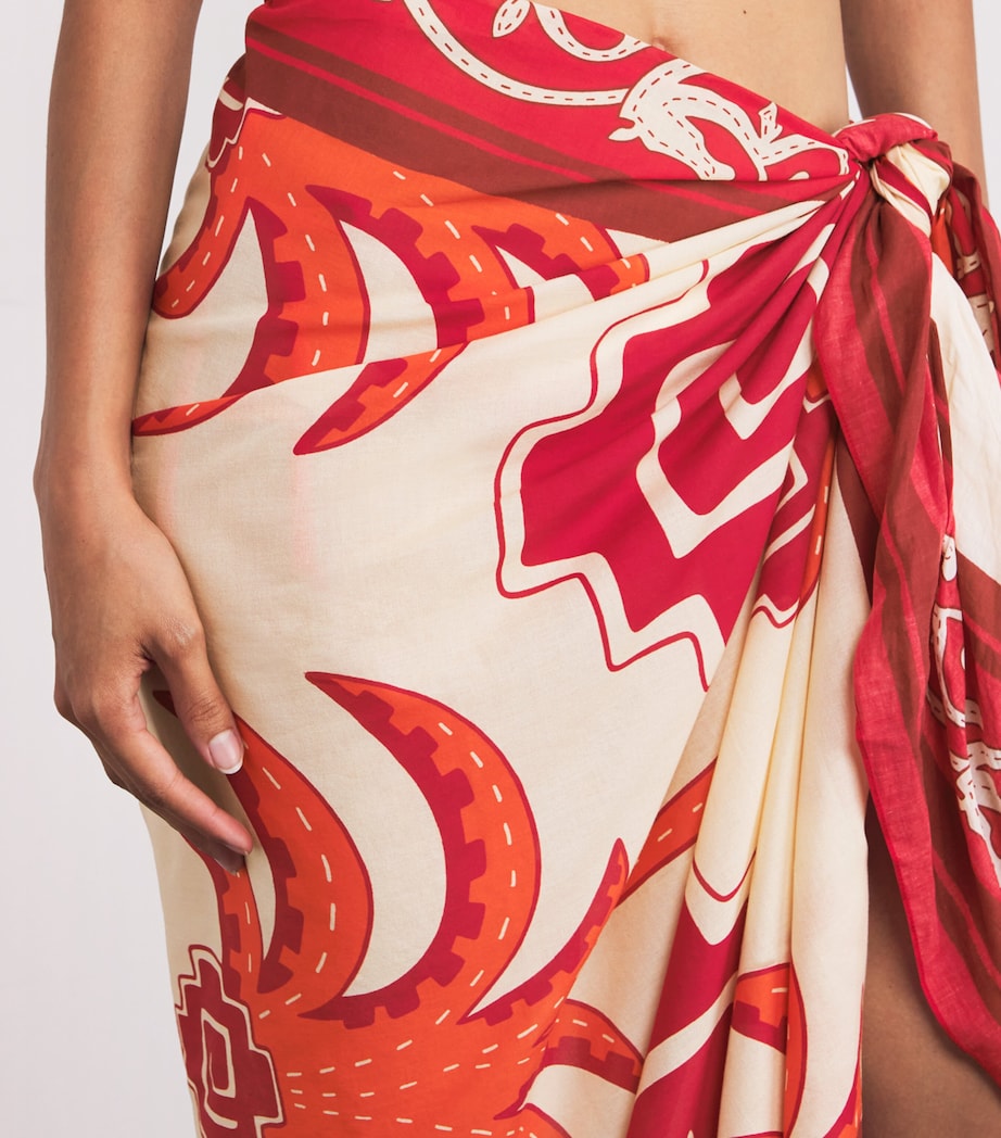 Cotton Palm Pareo MEXIC RED/ECRU/WINE Image 5