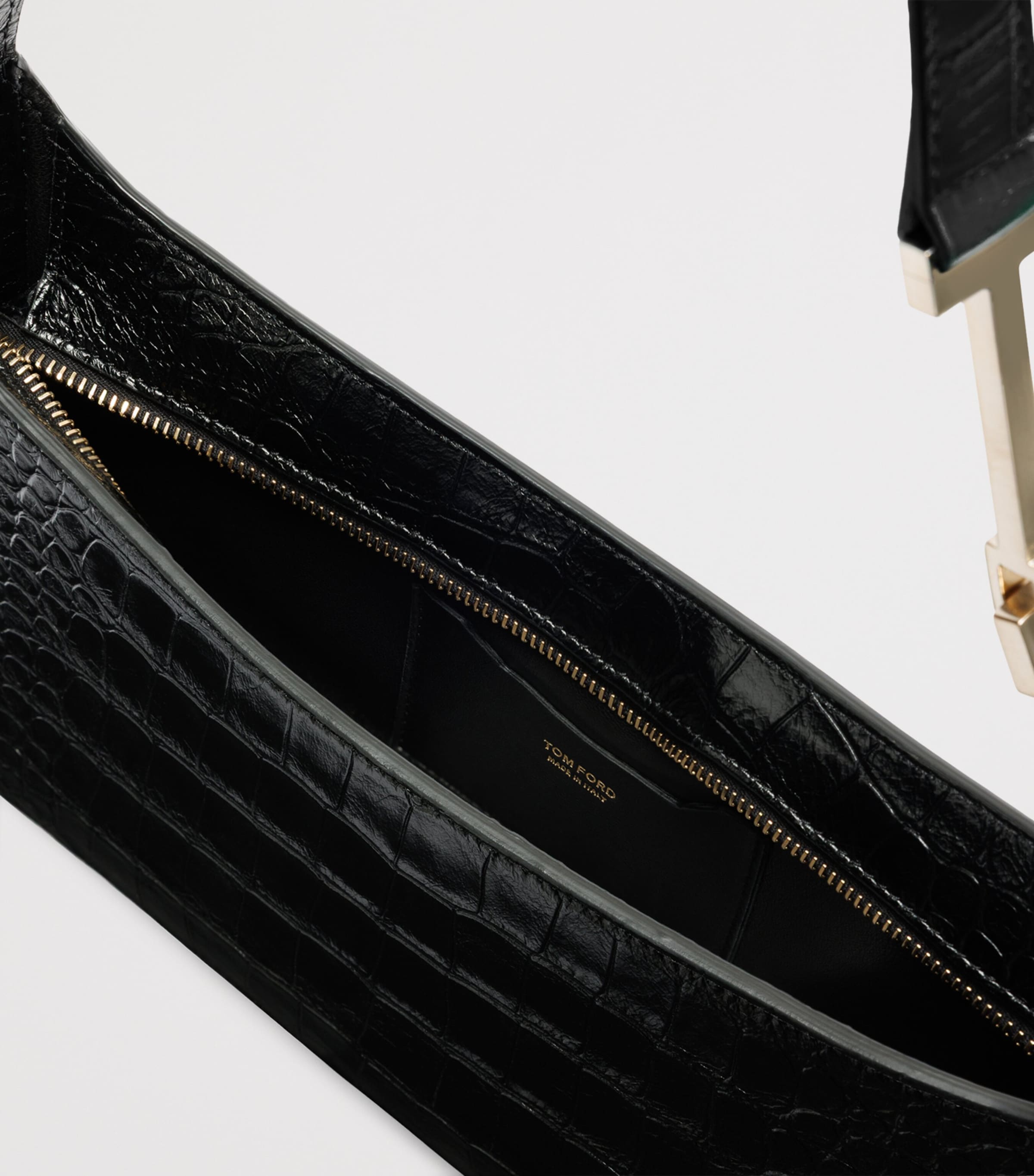 TOM FORD Small Croc-Embossed Leather Arc Shoulder Bag Naa Image 6