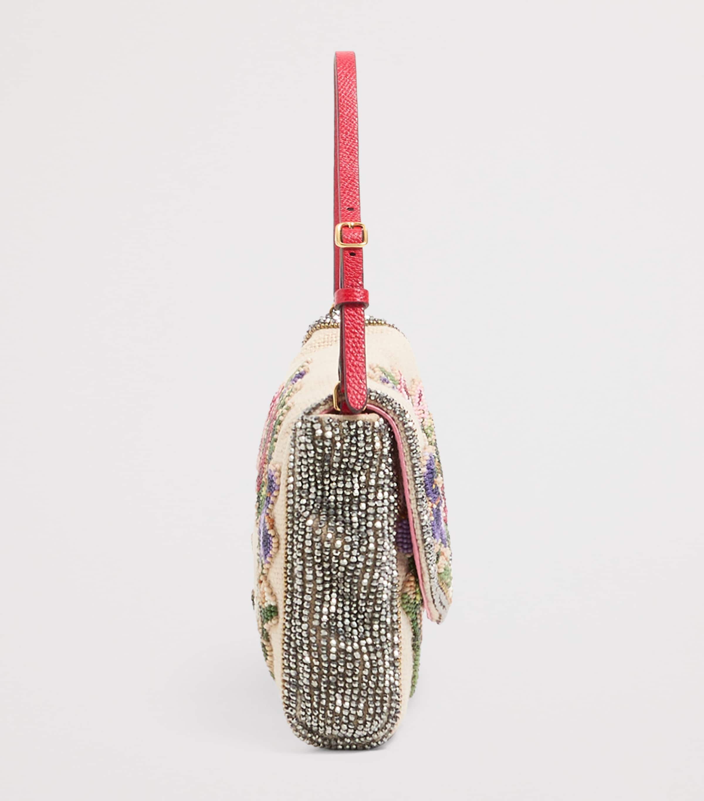 Valentino Garavani Linen Beaded Vain Soft Clutch Bag