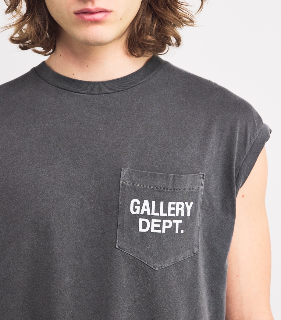 GALLERY DEPT. Mens Cotton-Blend Sleeveless Augi T-Shirt Vintage Black Image 6