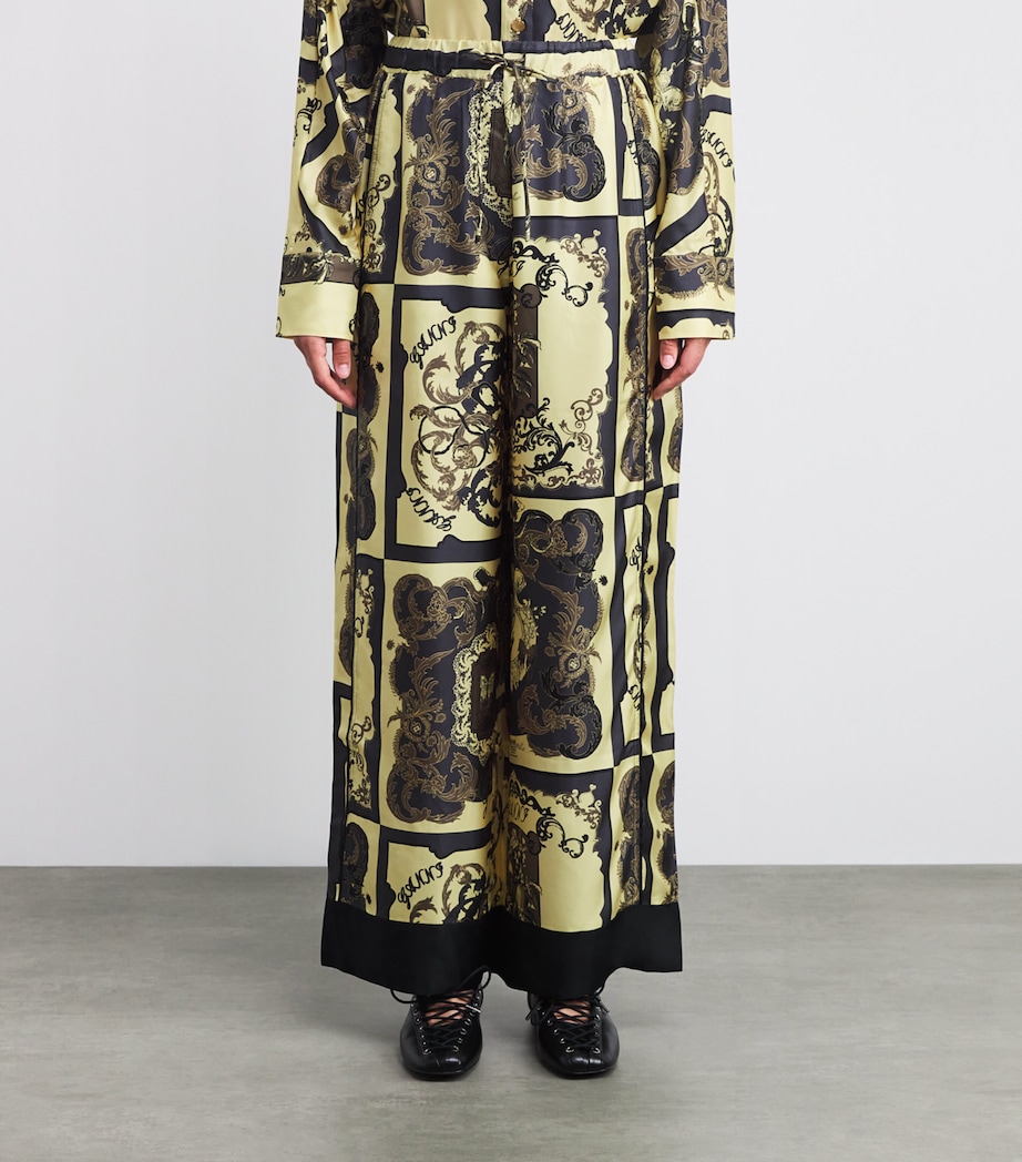 Silk Ornate Print Trousers 308 POPCORN Image 3