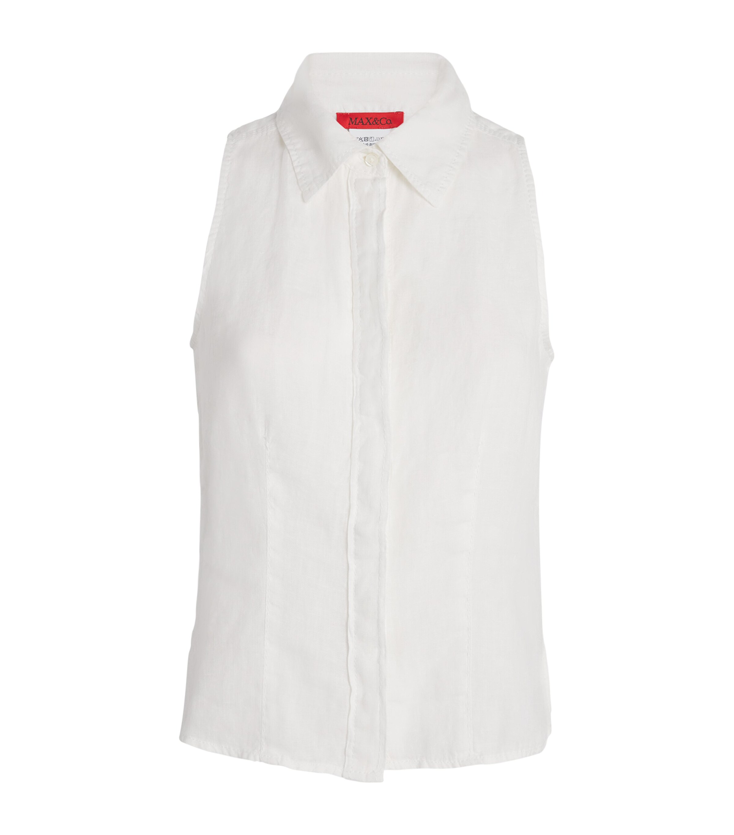 MAX&Co. Womens Linen Collar Top Optical White Image 1