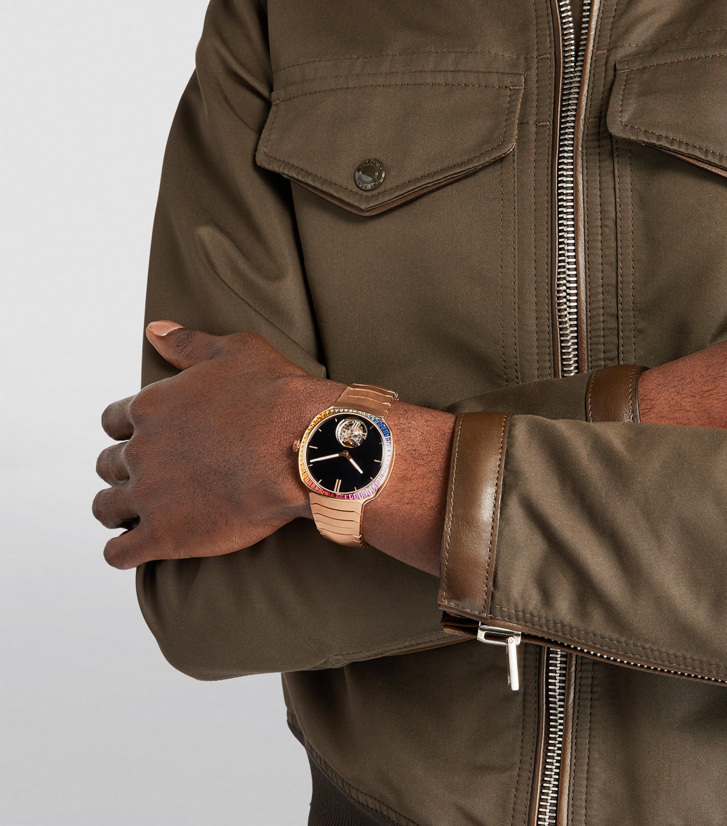 H. Moser & Cie Red Gold and Sapphire Streamliner Tourbillon Watch 40mm Black Image 6