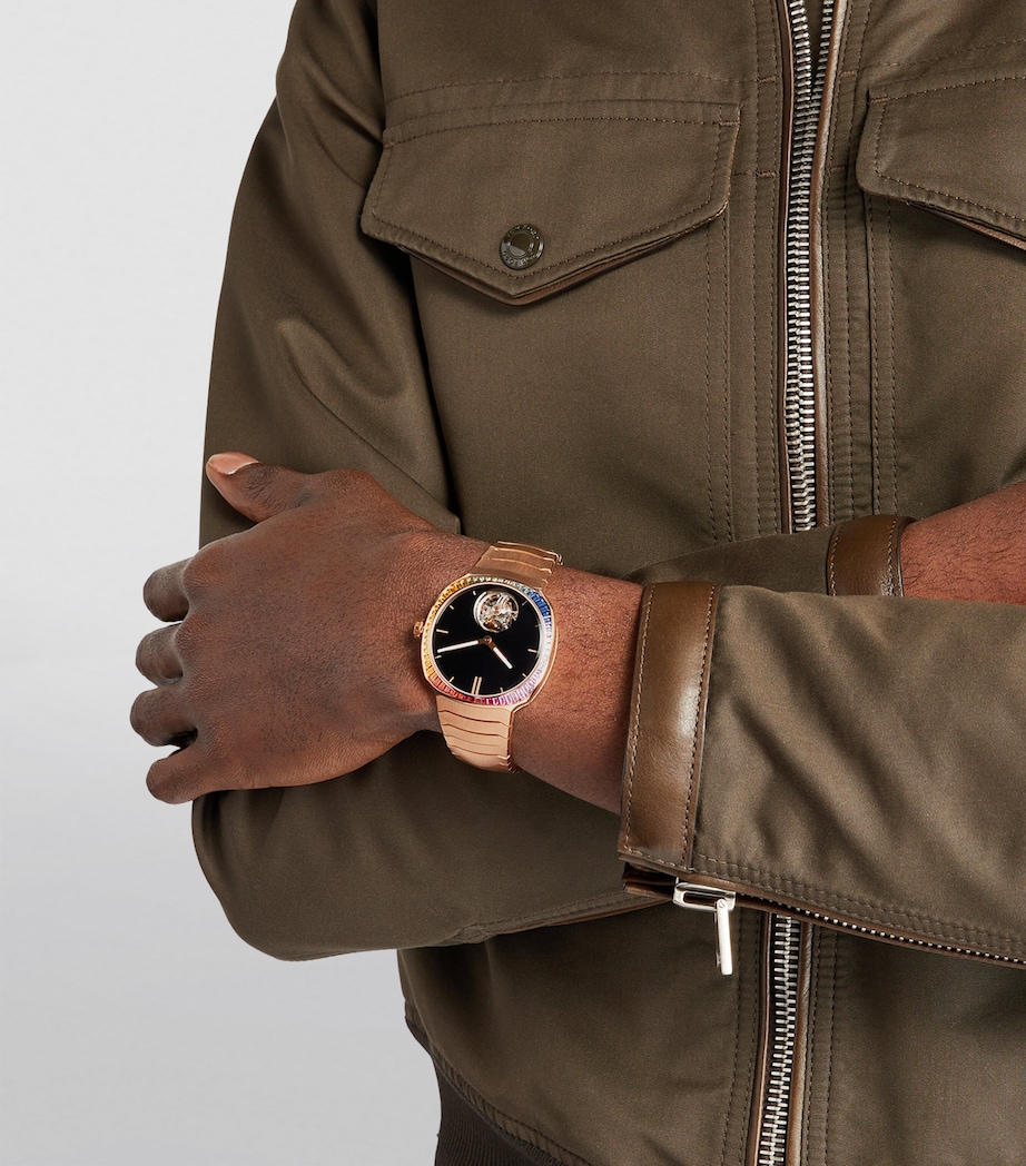 H. Moser & Cie Red Gold and Sapphire Streamliner Tourbillon Watch 40mm Black Image 6