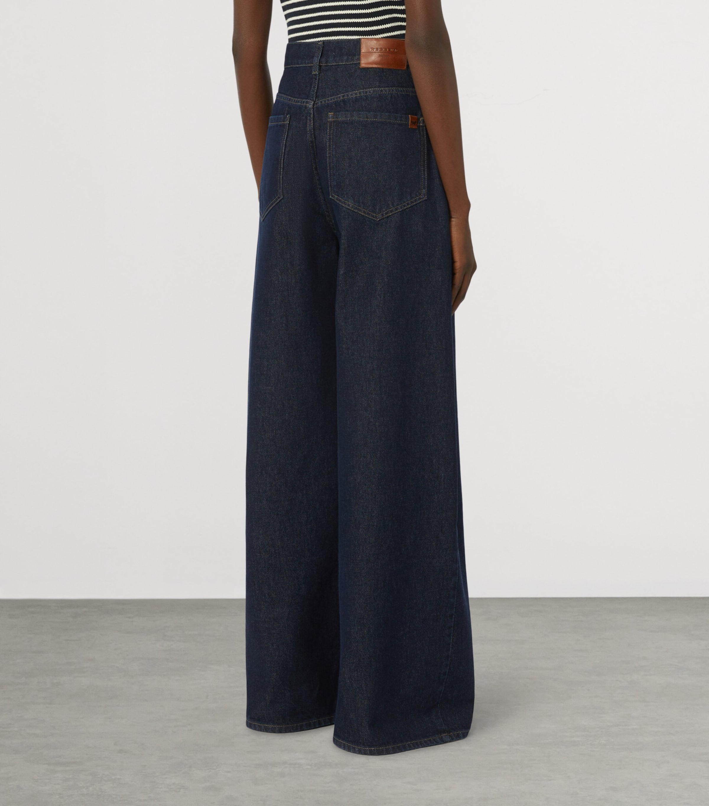 Weekend Max Mara Womens Cotton Wide-Leg High-Rise Jeans Navy Image 4
