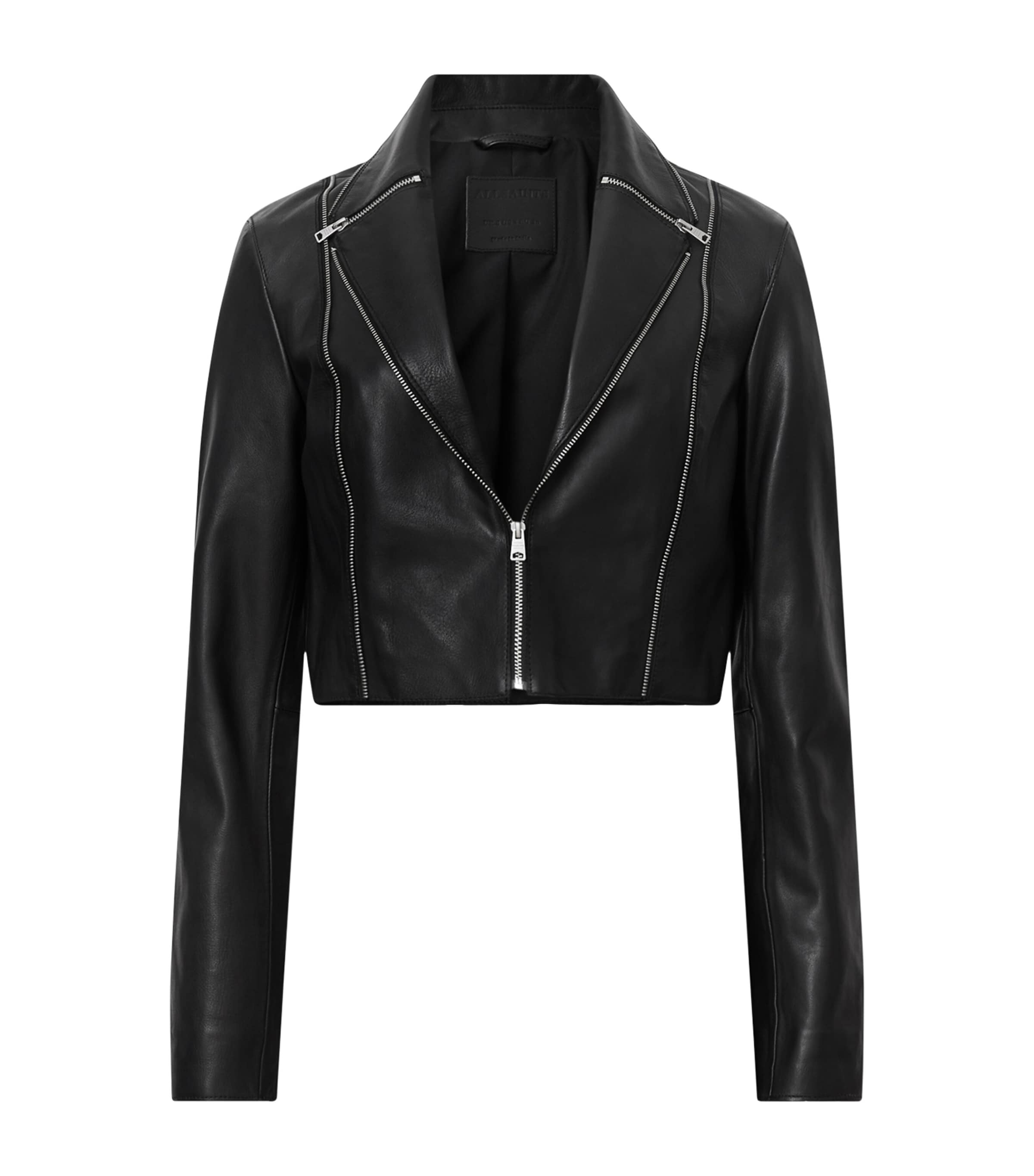 Cropped Landers Leather Jacket BLACK Image 1