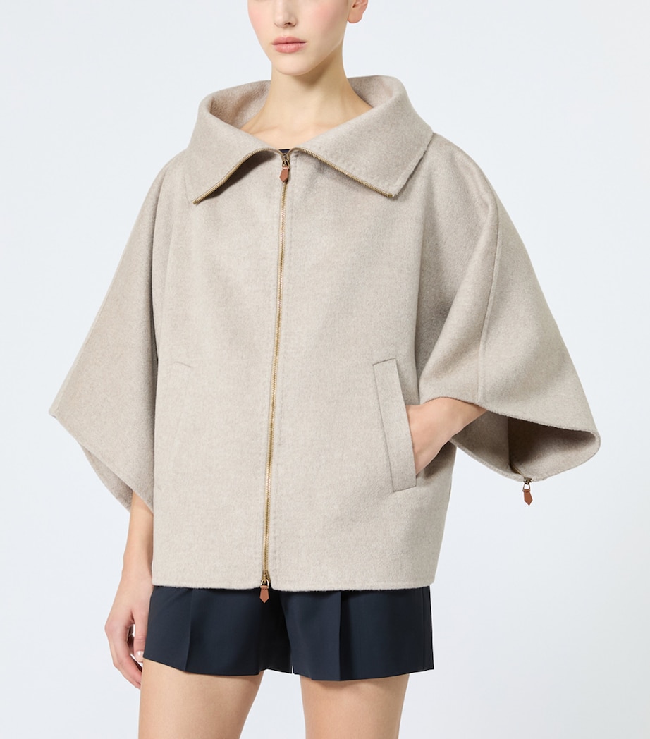 Max Mara Womens Cashmere Cape-Sleeve Jacket Sand Image 3