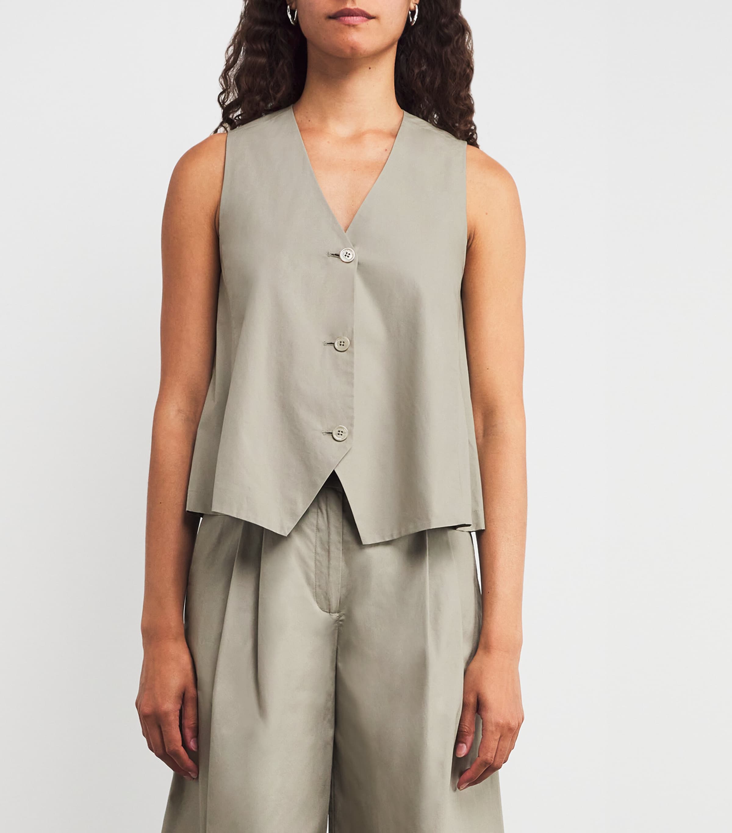 Cotton Woven Waistcoat SAGE Image 3