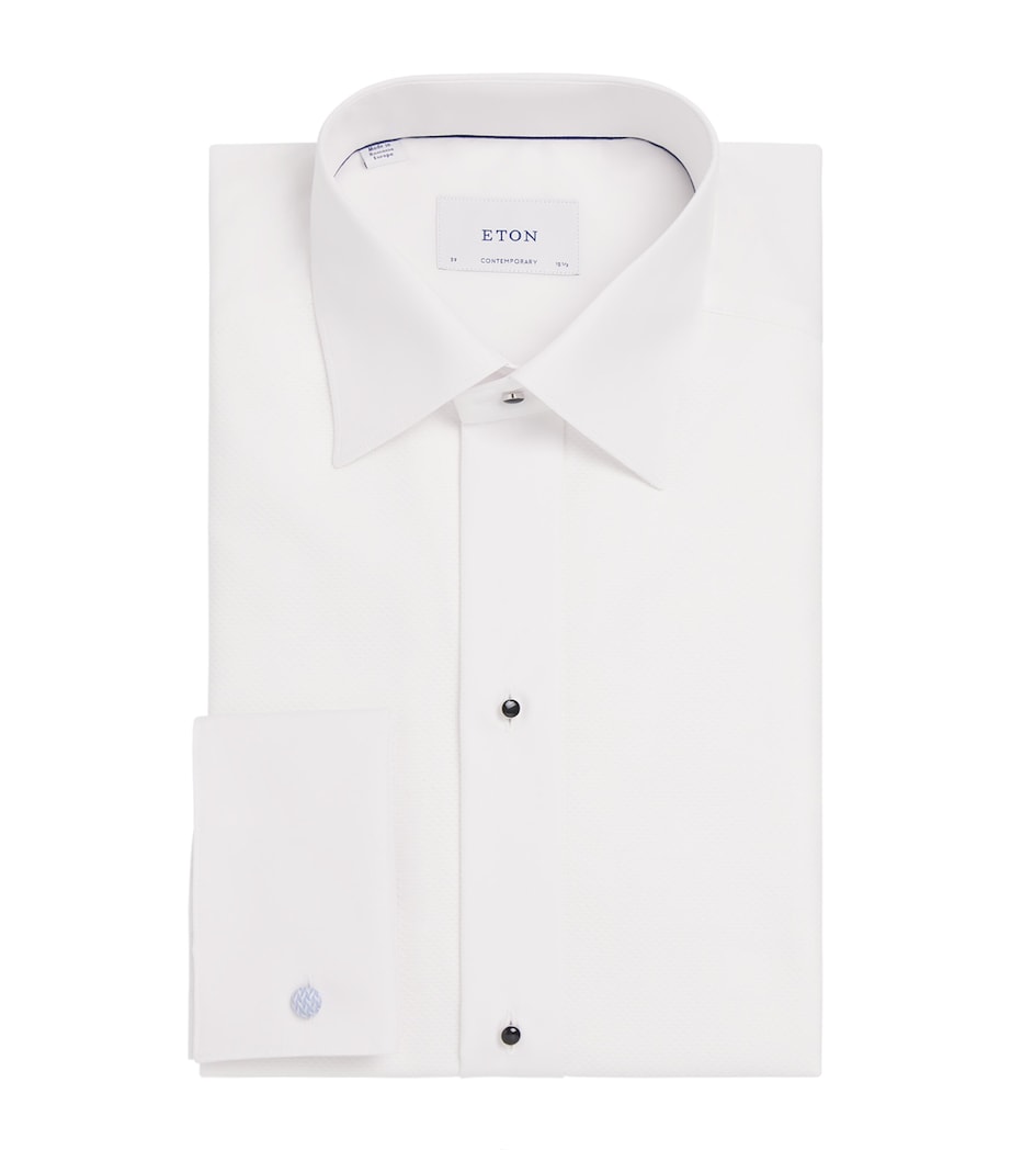 Cotton Pique-Front Shirt 00 WHITE Image 1