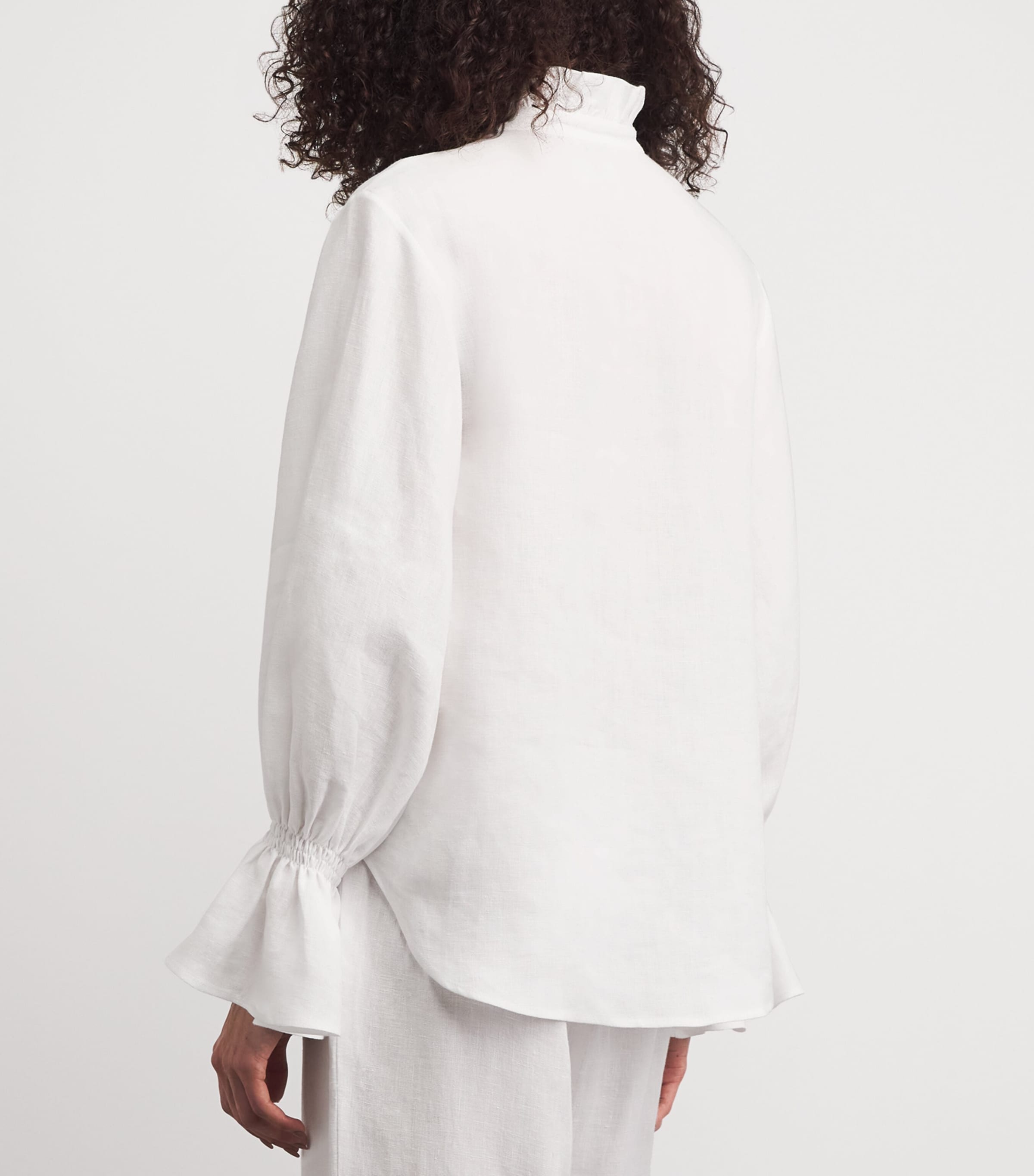 Laura Pitharas Womens Cotton Tie-Neck Shirt Exclusive White Image 5